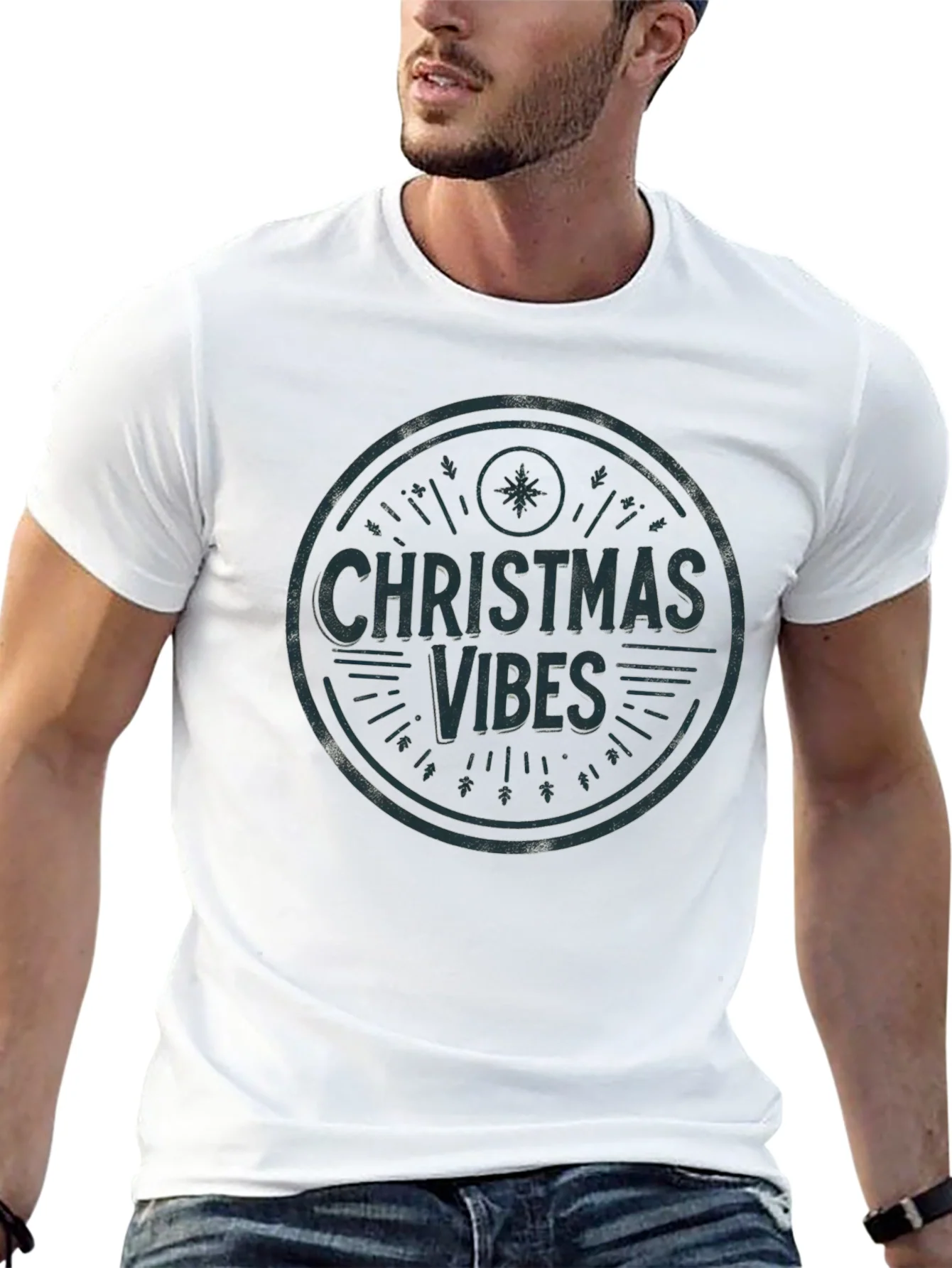 Christmas Vibes Graphic Tee - Holiday Season Shirt