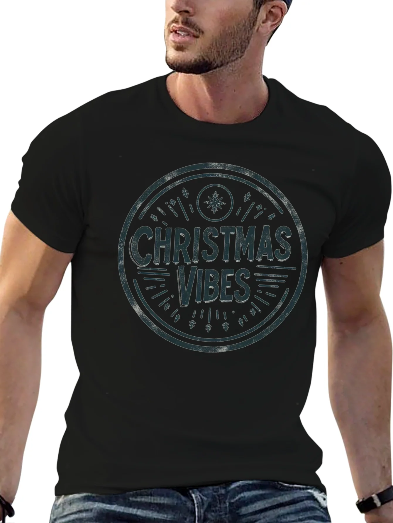 Christmas Vibes Graphic Tee - Holiday Season Shirt
