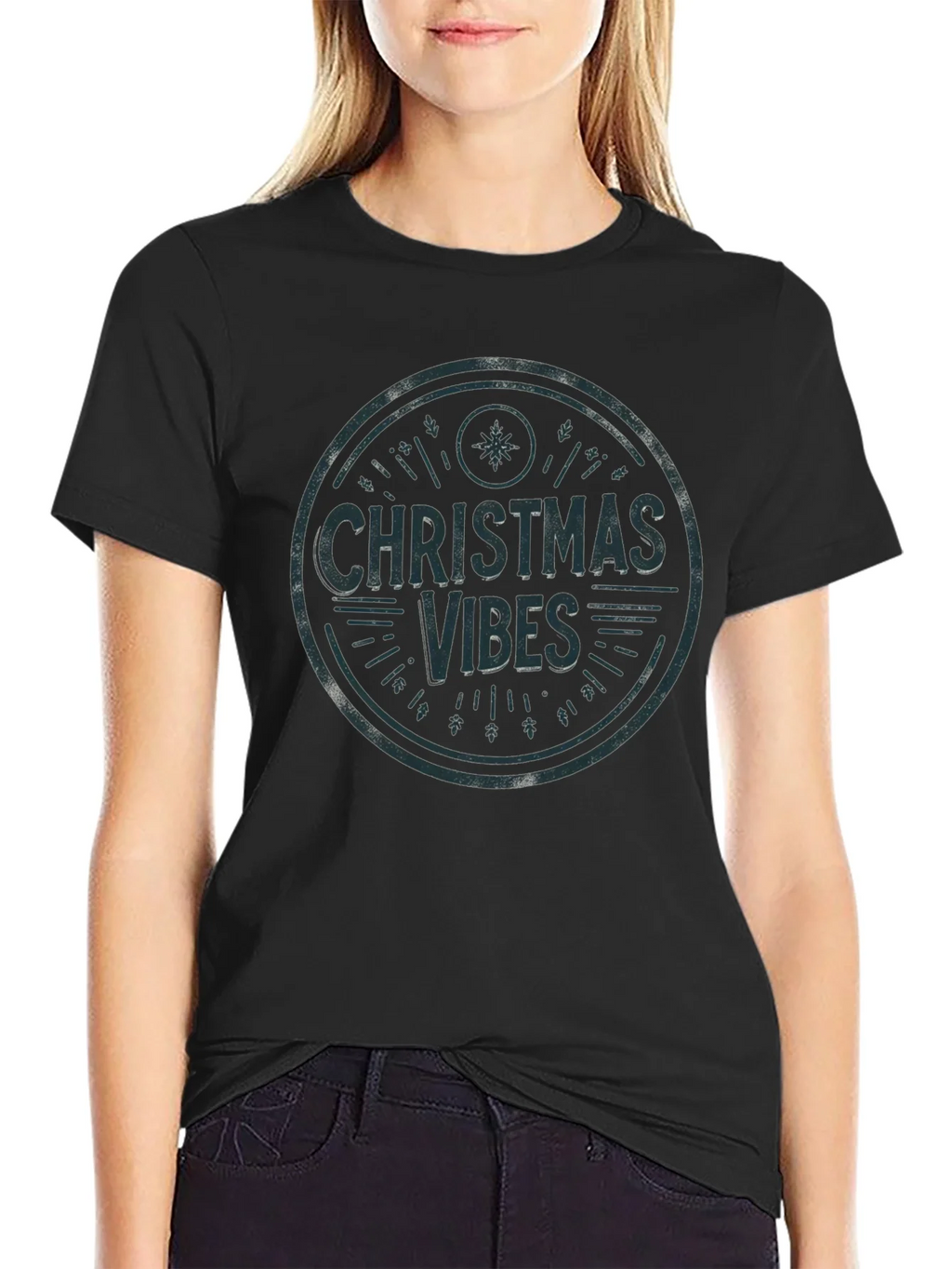 Christmas Vibes Graphic Tee - Holiday Season Shirt