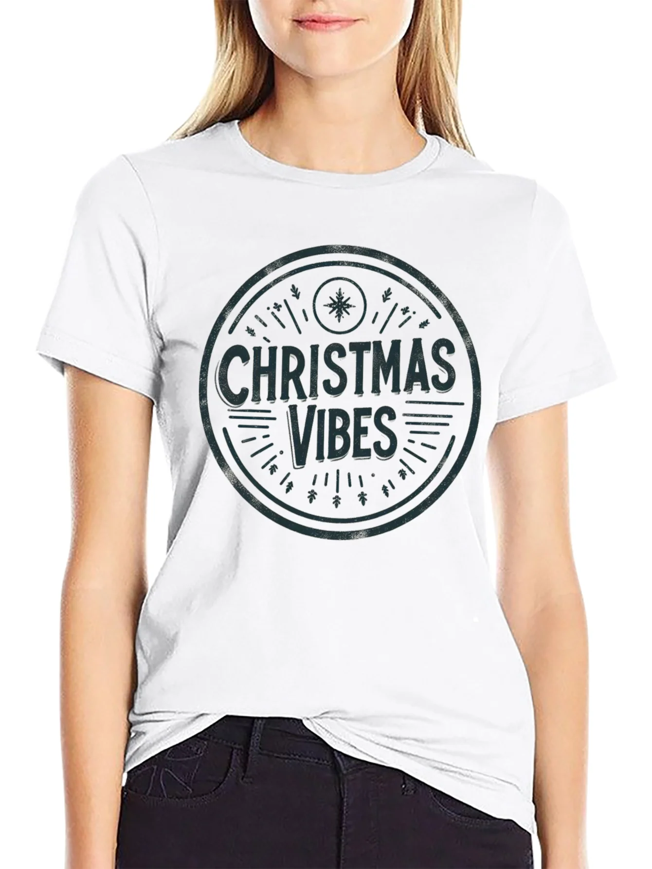 Christmas Vibes Graphic Tee - Holiday Season Shirt