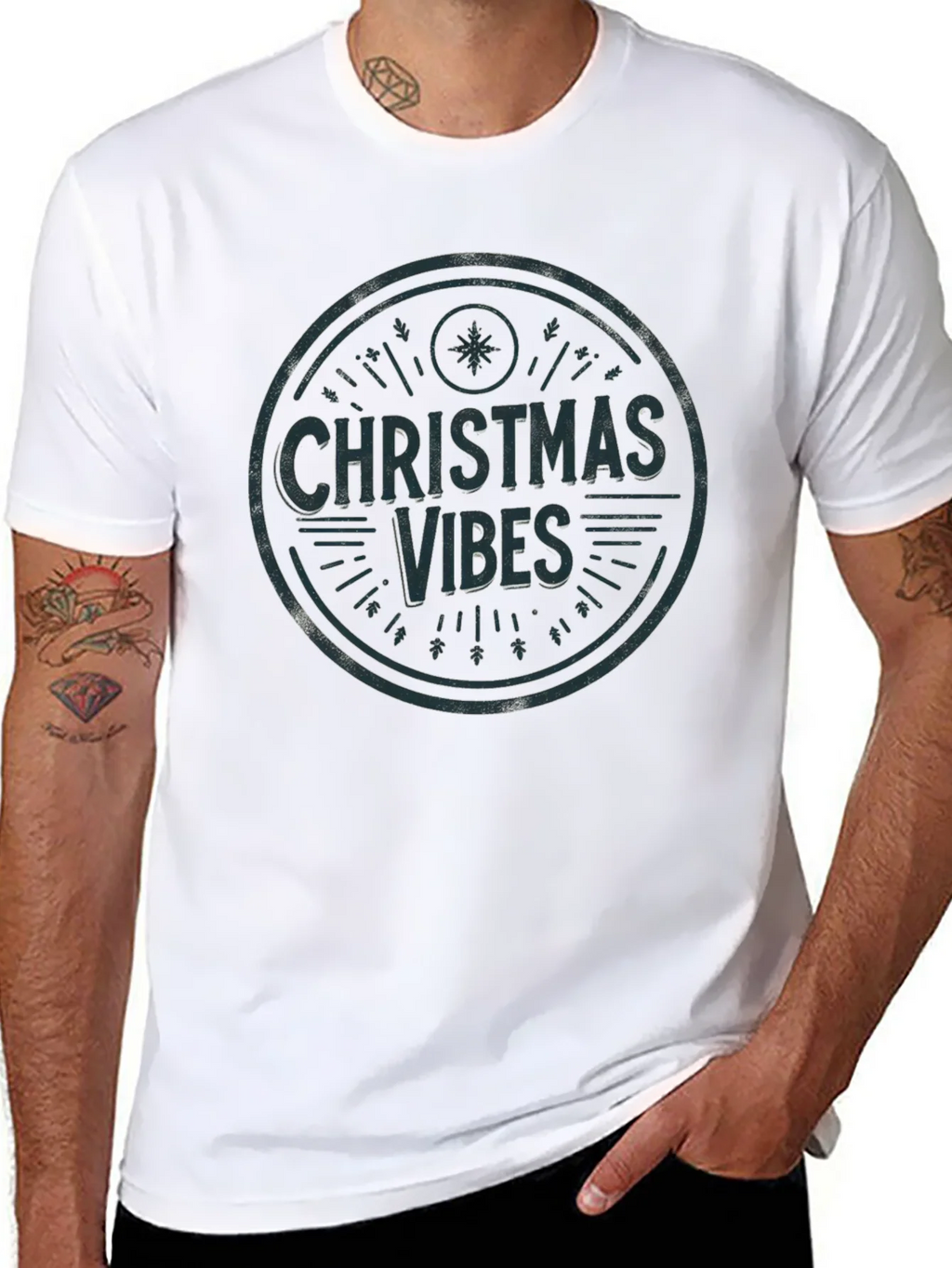 Christmas Vibes Graphic Tee - Holiday Season Shirt