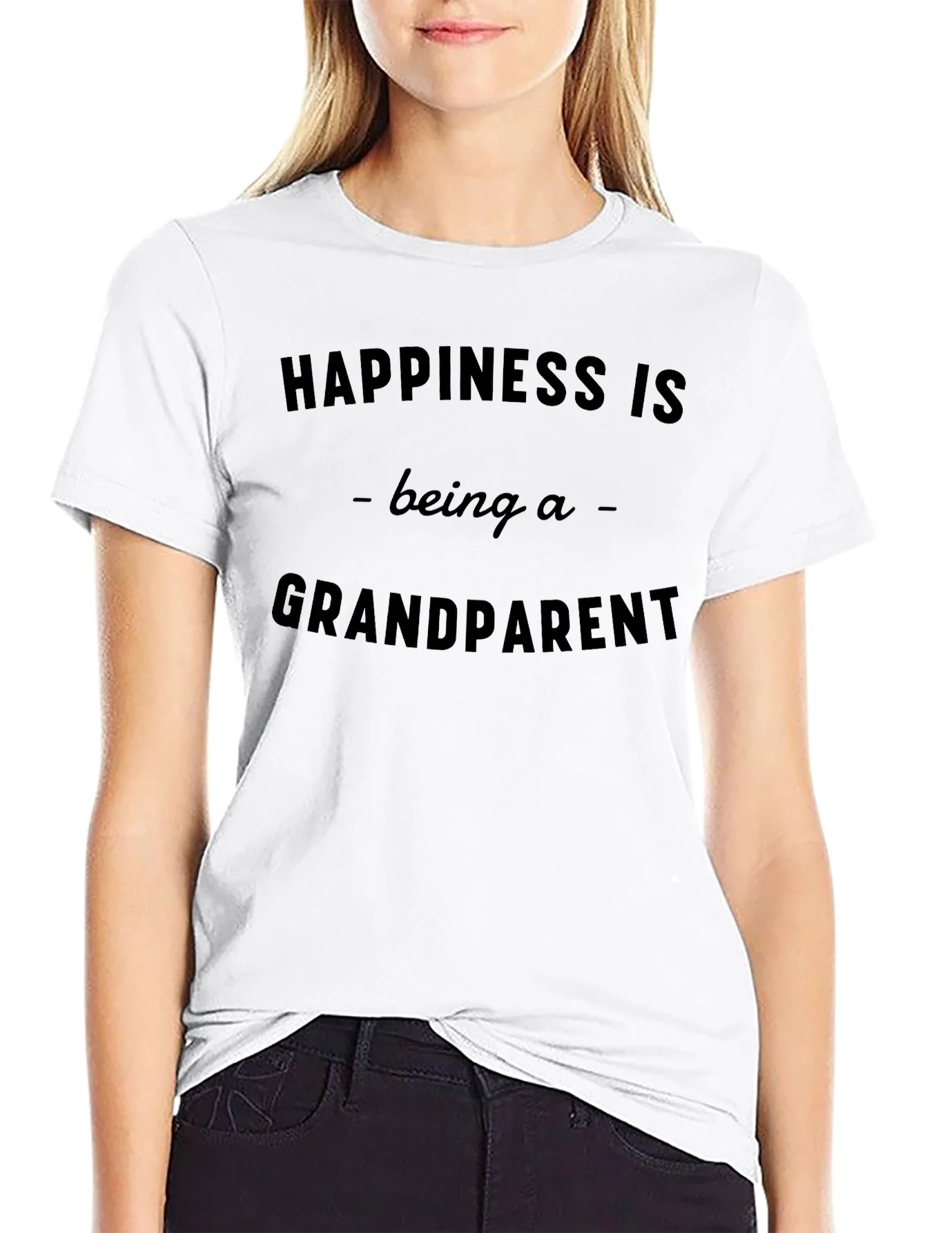Happiness is Being a Grandparent Black T-Shirt