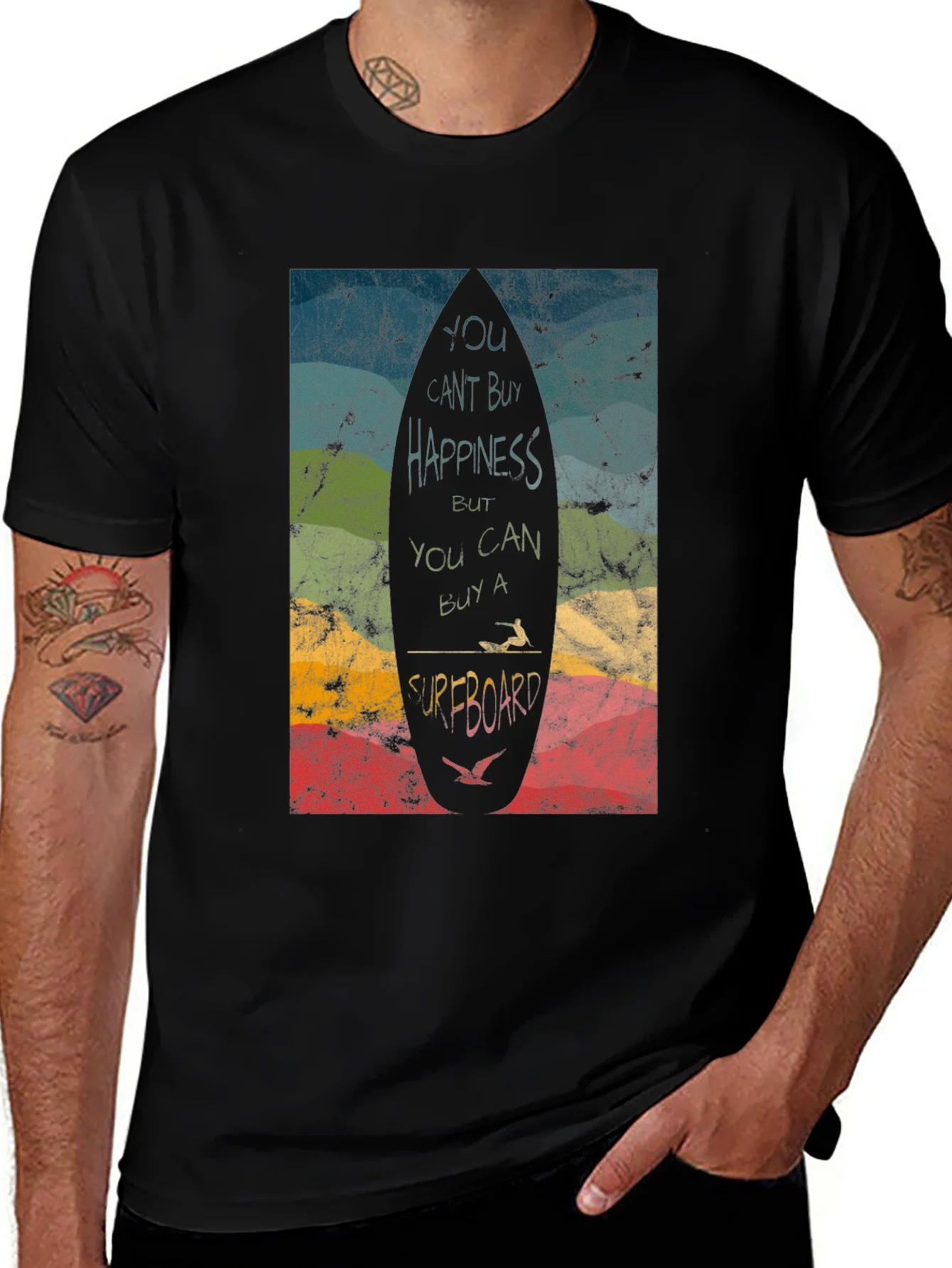 Surfboard Happiness Graphic T-Shirt