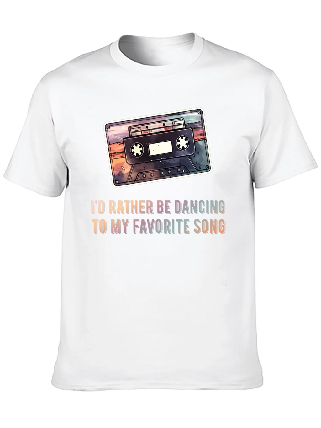 Retro Cassette Tape Graphic Tee - Dancing Song T-Shirt