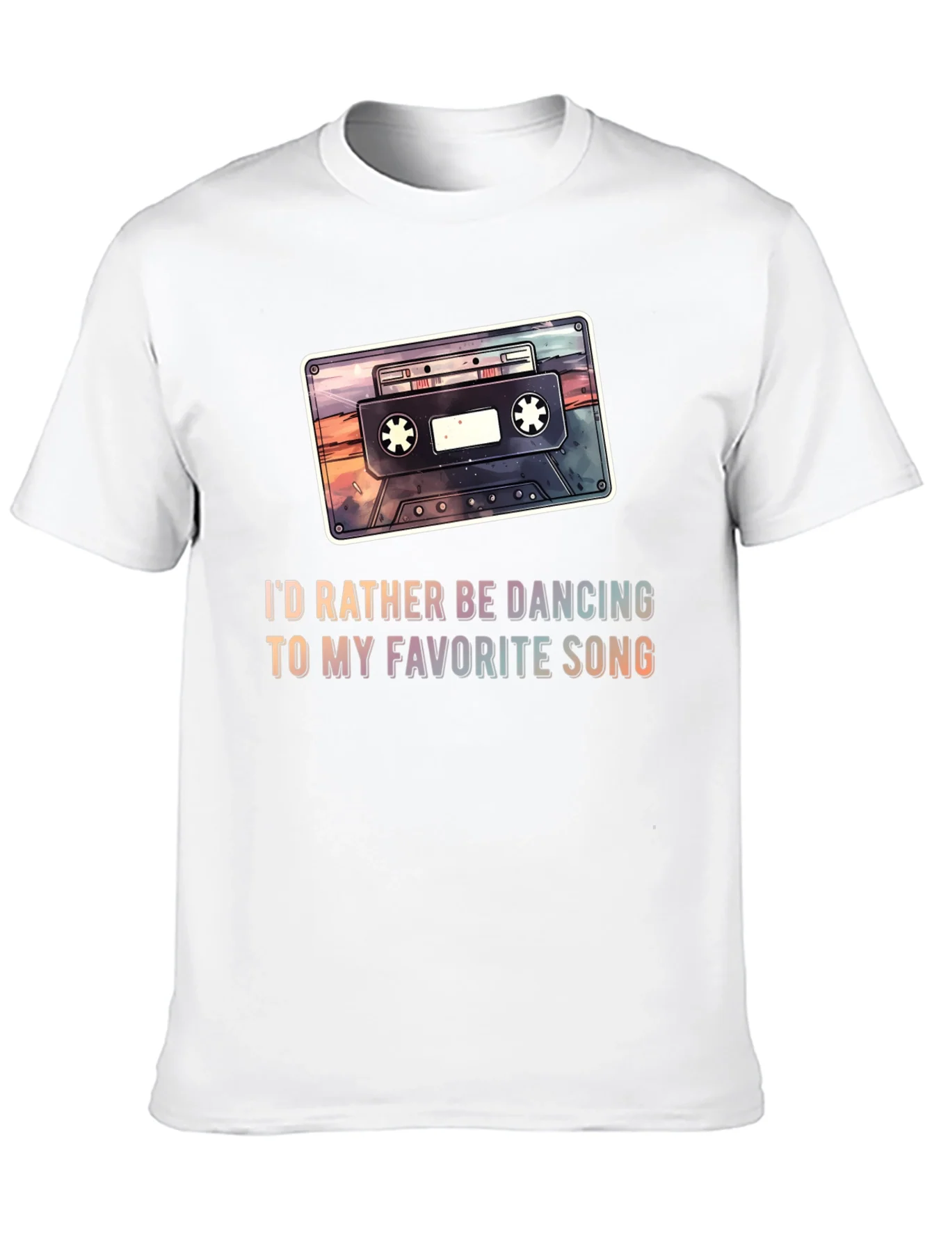 Retro Cassette Tape Graphic Tee - Dancing Song T-Shirt