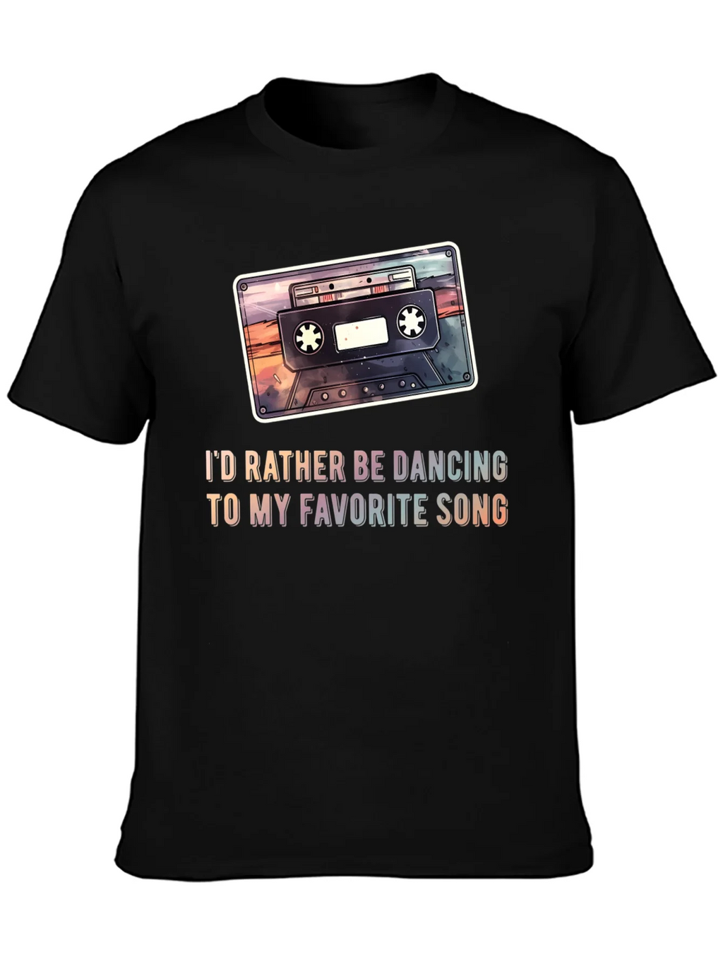 Retro Cassette Tape Graphic Tee - Dancing Song T-Shirt