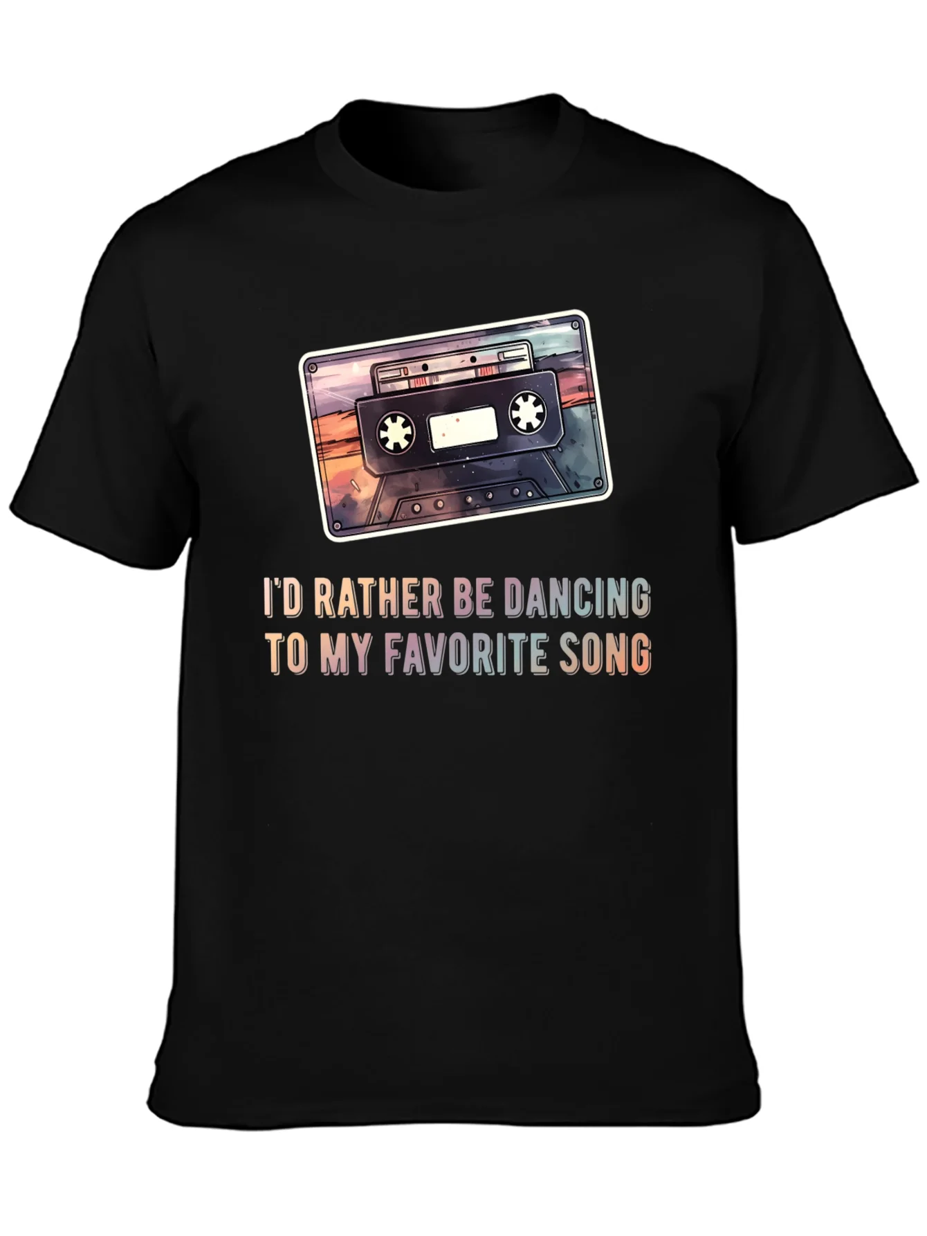 Retro Cassette Tape Graphic Tee - Dancing Song T-Shirt