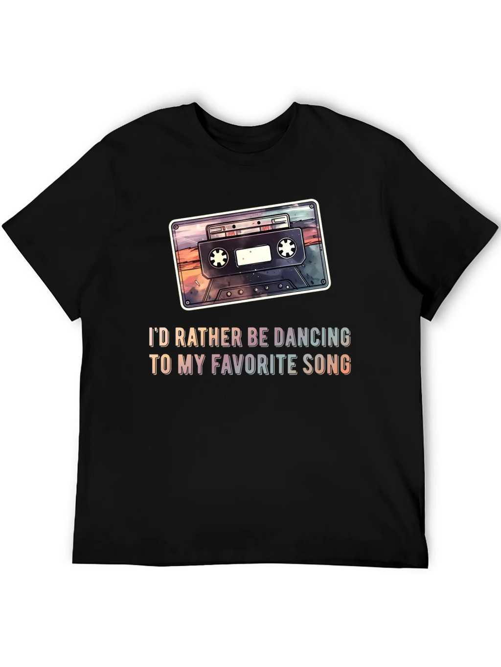 Retro Cassette Tape Graphic Tee - Dancing Song T-Shirt