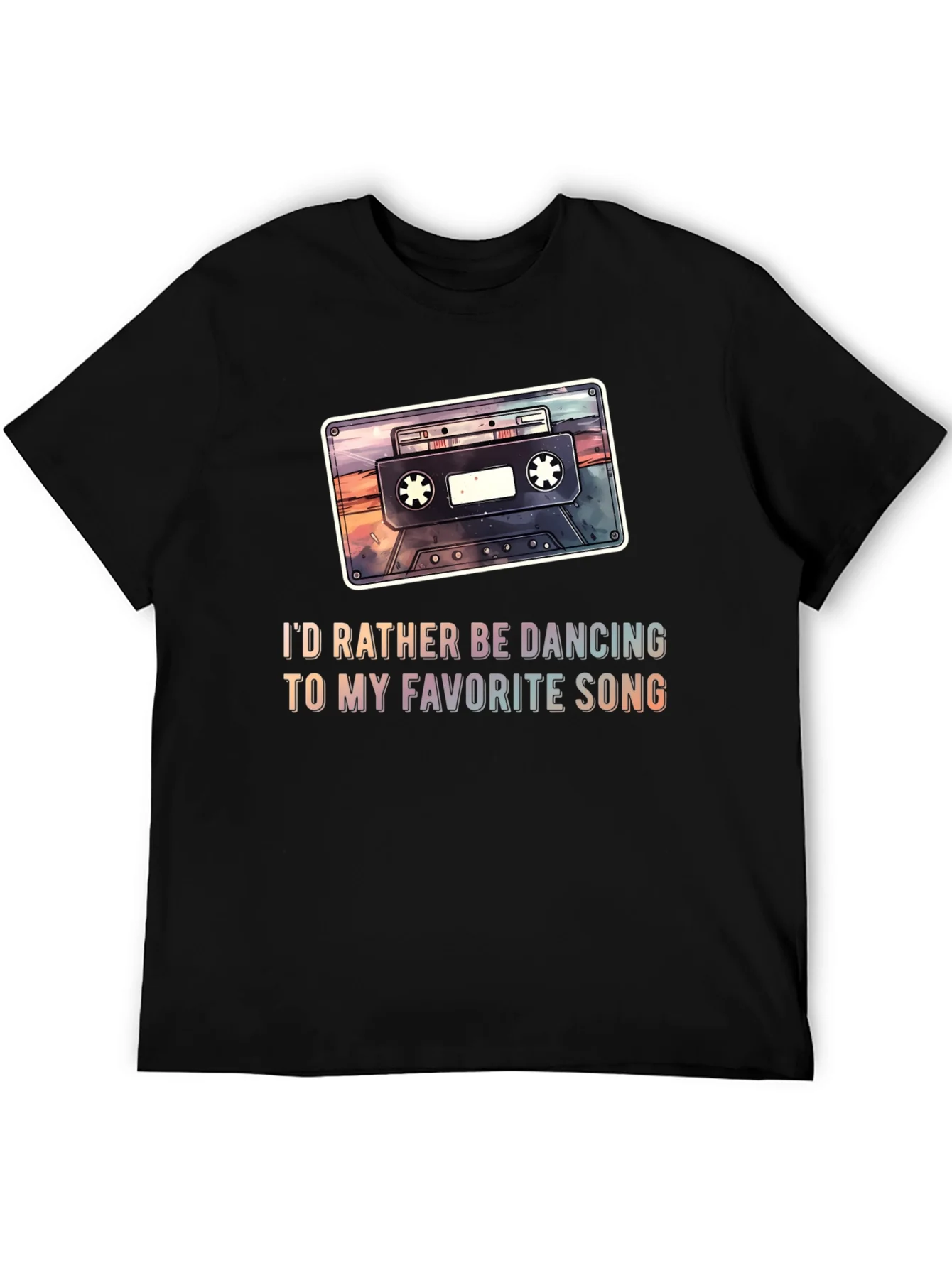 Retro Cassette Tape Graphic Tee - Dancing Song T-Shirt