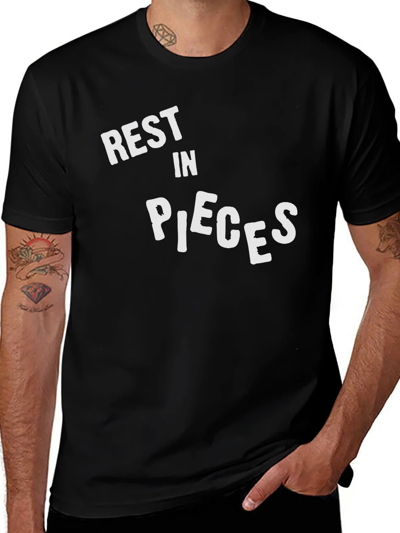 Rest In Pieces Graphic Black T-Shirt