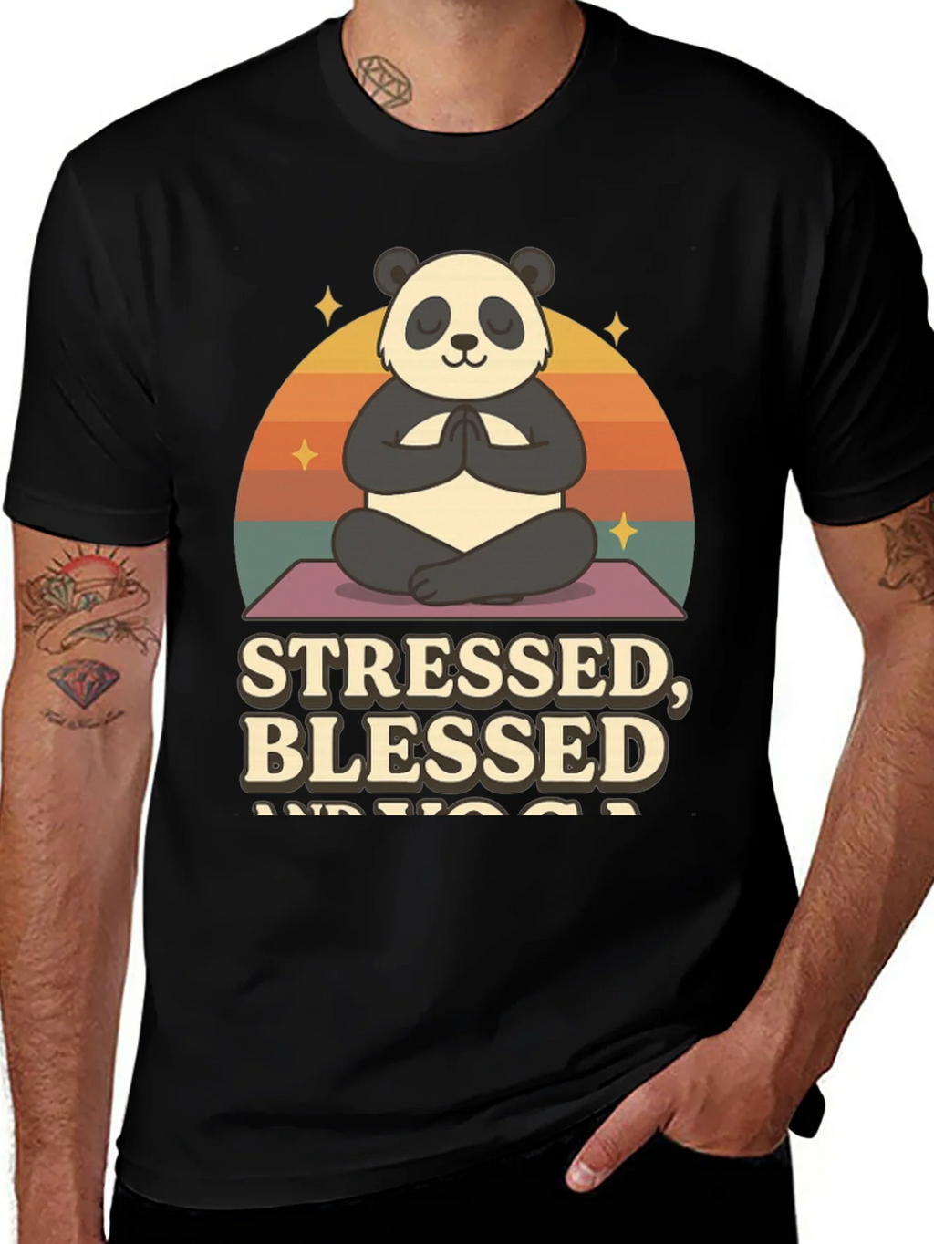 Stressed Blessed and Yoga Panda T-Shirt