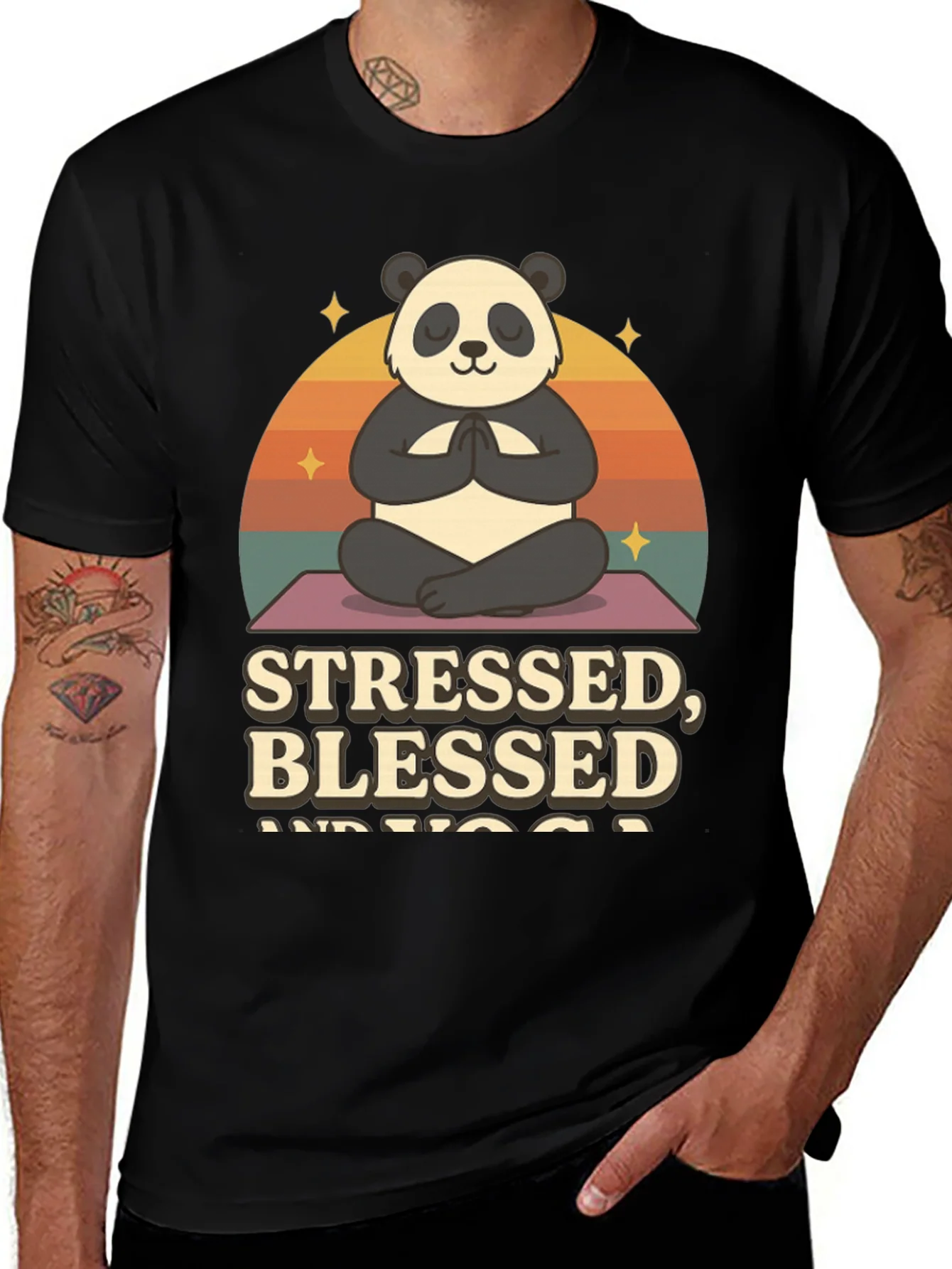 Stressed Blessed and Yoga Panda T-Shirt