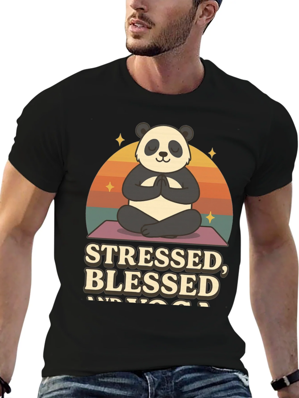 Stressed Blessed and Yoga Panda T-Shirt