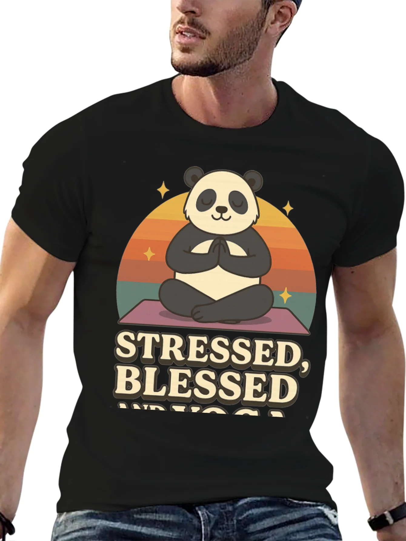 Stressed Blessed and Yoga Panda T-Shirt