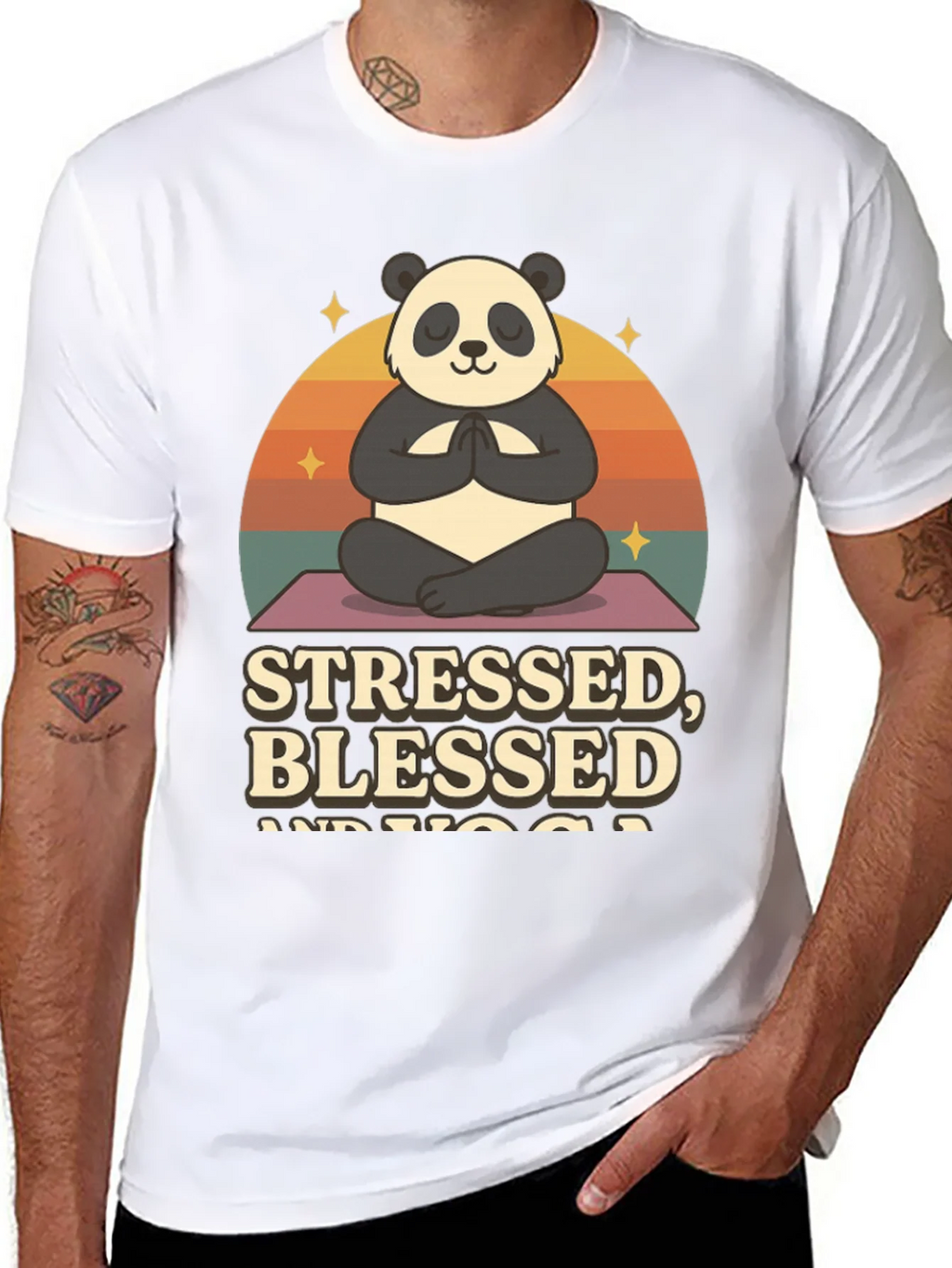 Stressed Blessed and Yoga Panda T-Shirt