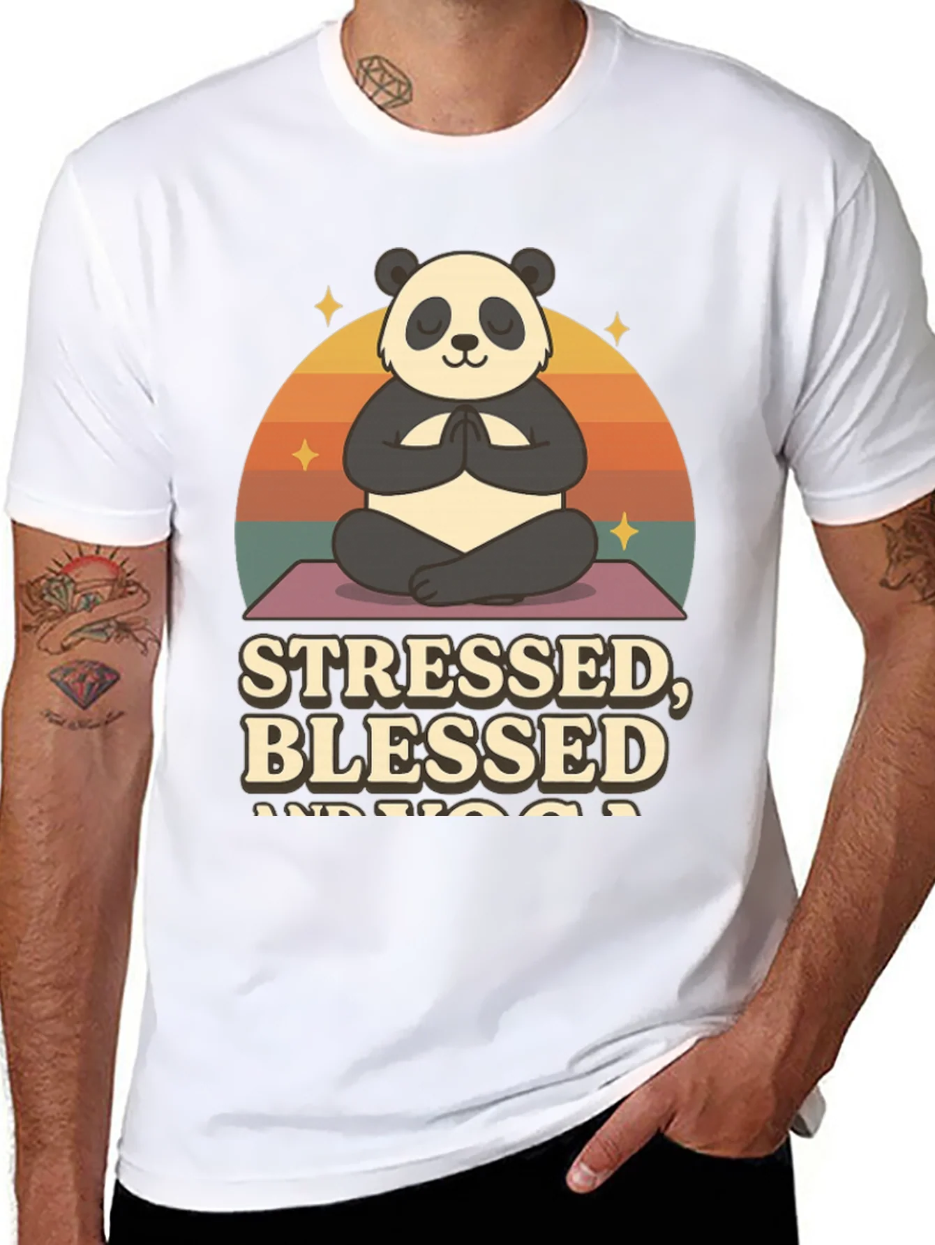 Stressed Blessed and Yoga Panda T-Shirt