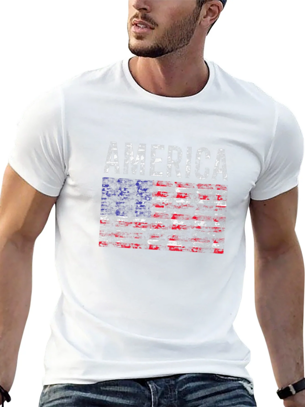 America Flag Distressed T-Shirt