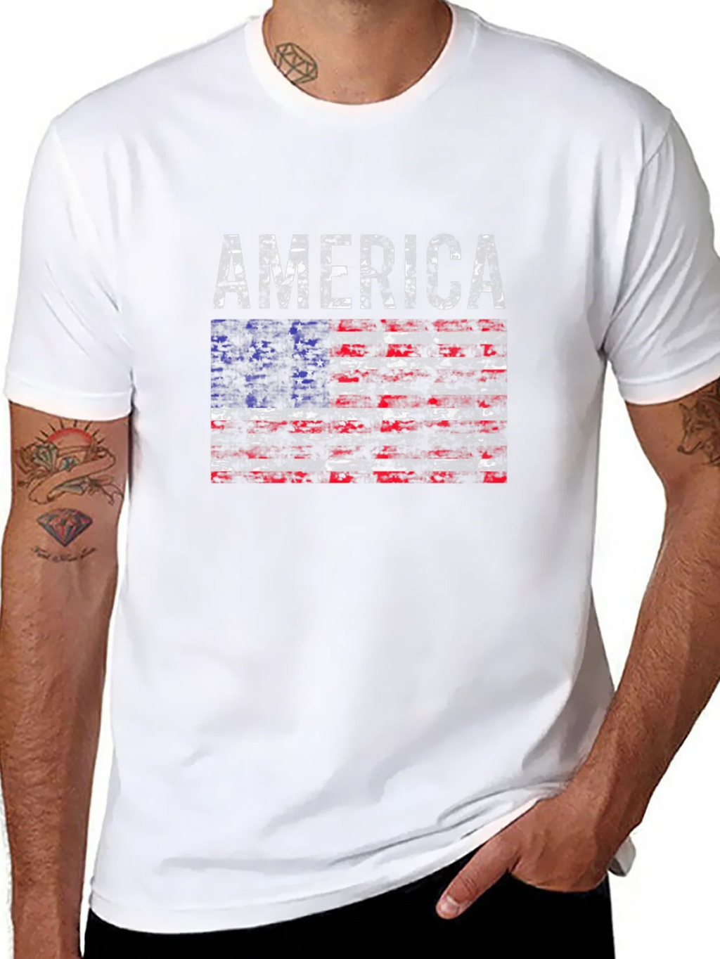America Flag Distressed T-Shirt