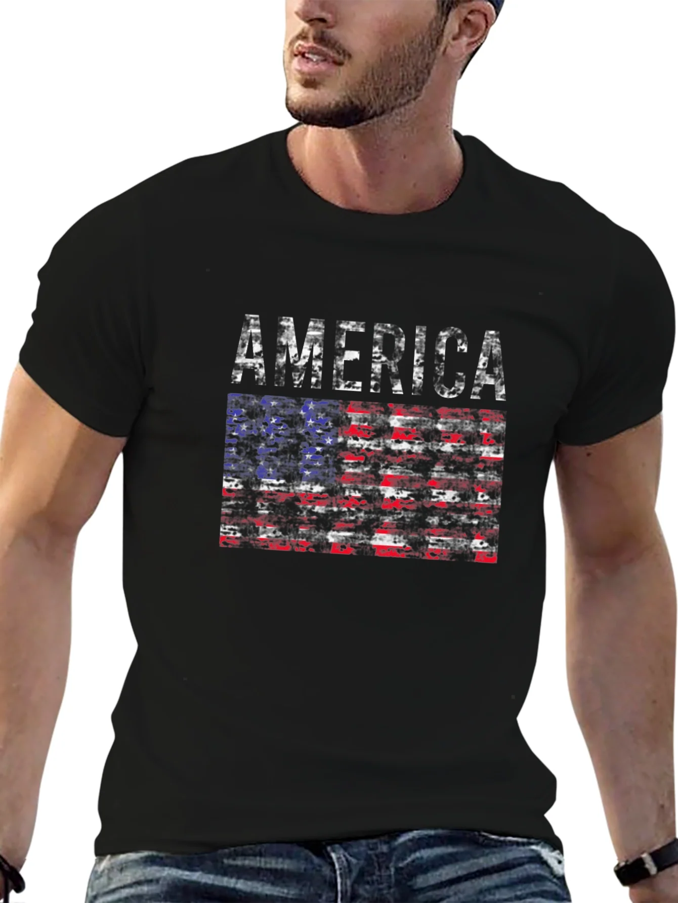 America Flag Distressed T-Shirt