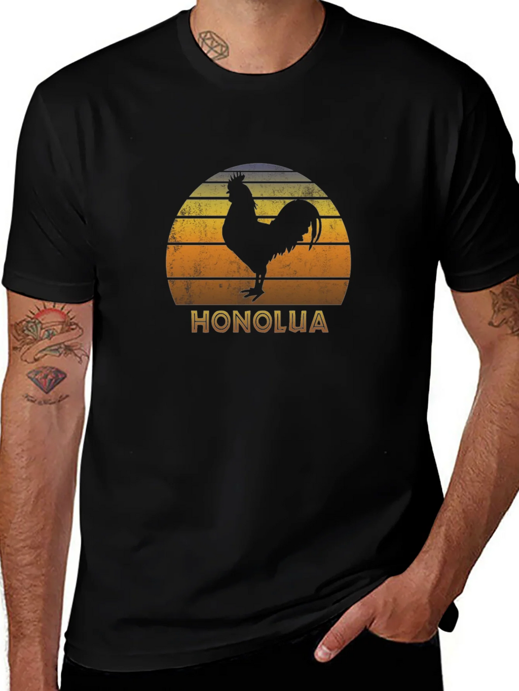 Honolua Rooster Graphic Black T-Shirt