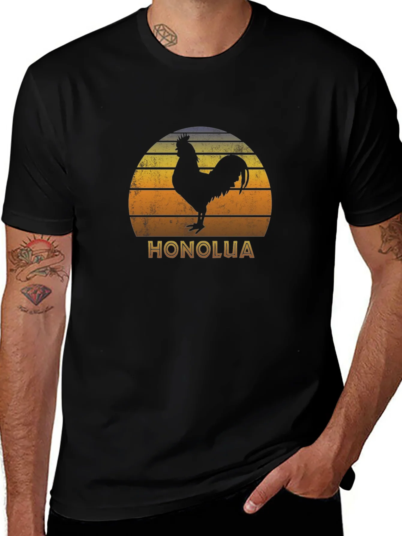 Honolua Rooster Graphic Black T-Shirt