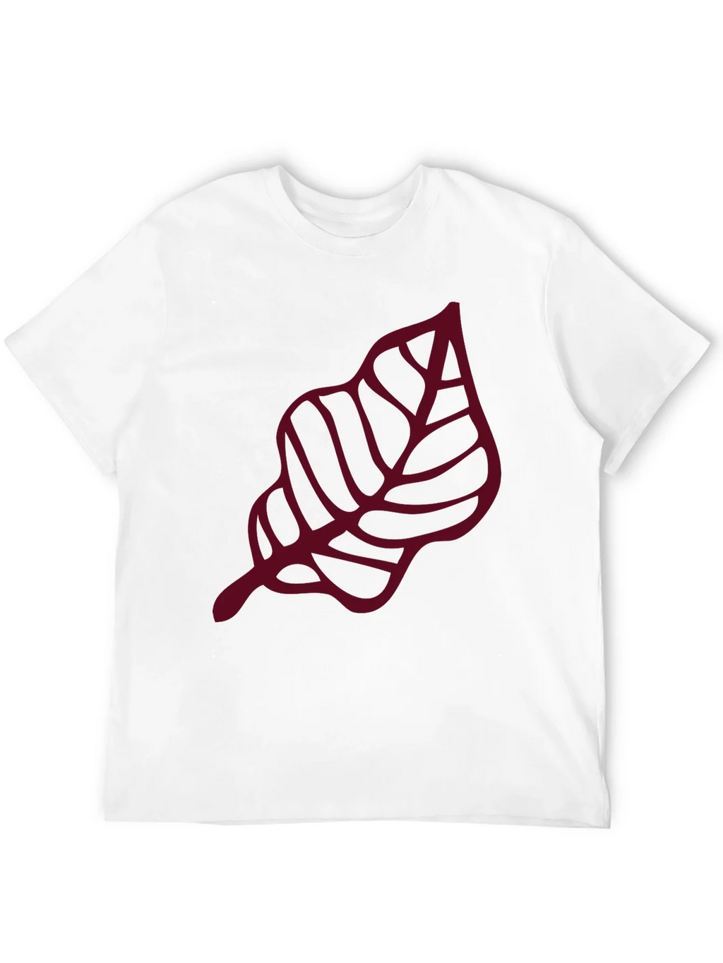 Maroon Leaf Graphic Black T-Shirt