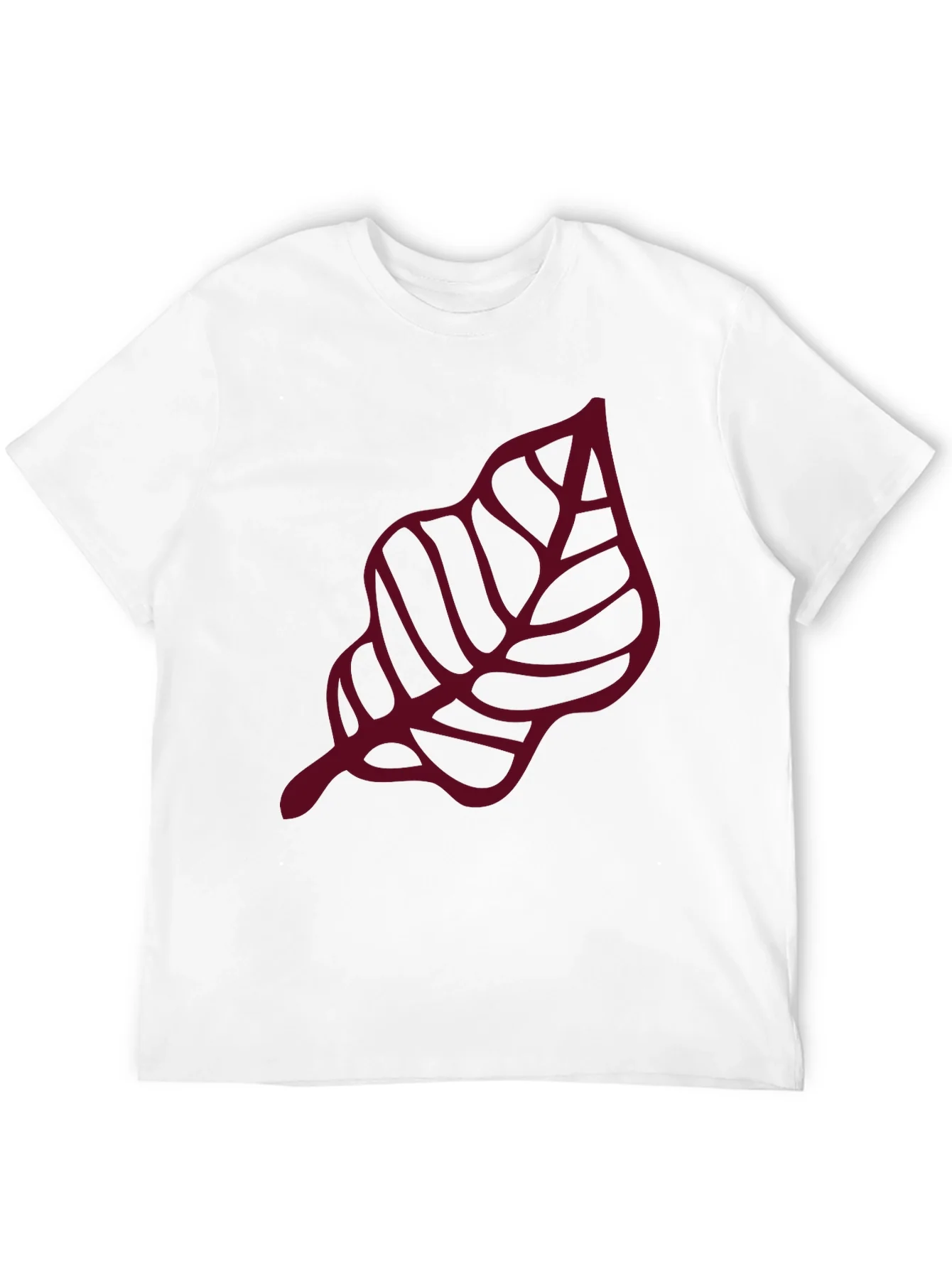Maroon Leaf Graphic Black T-Shirt