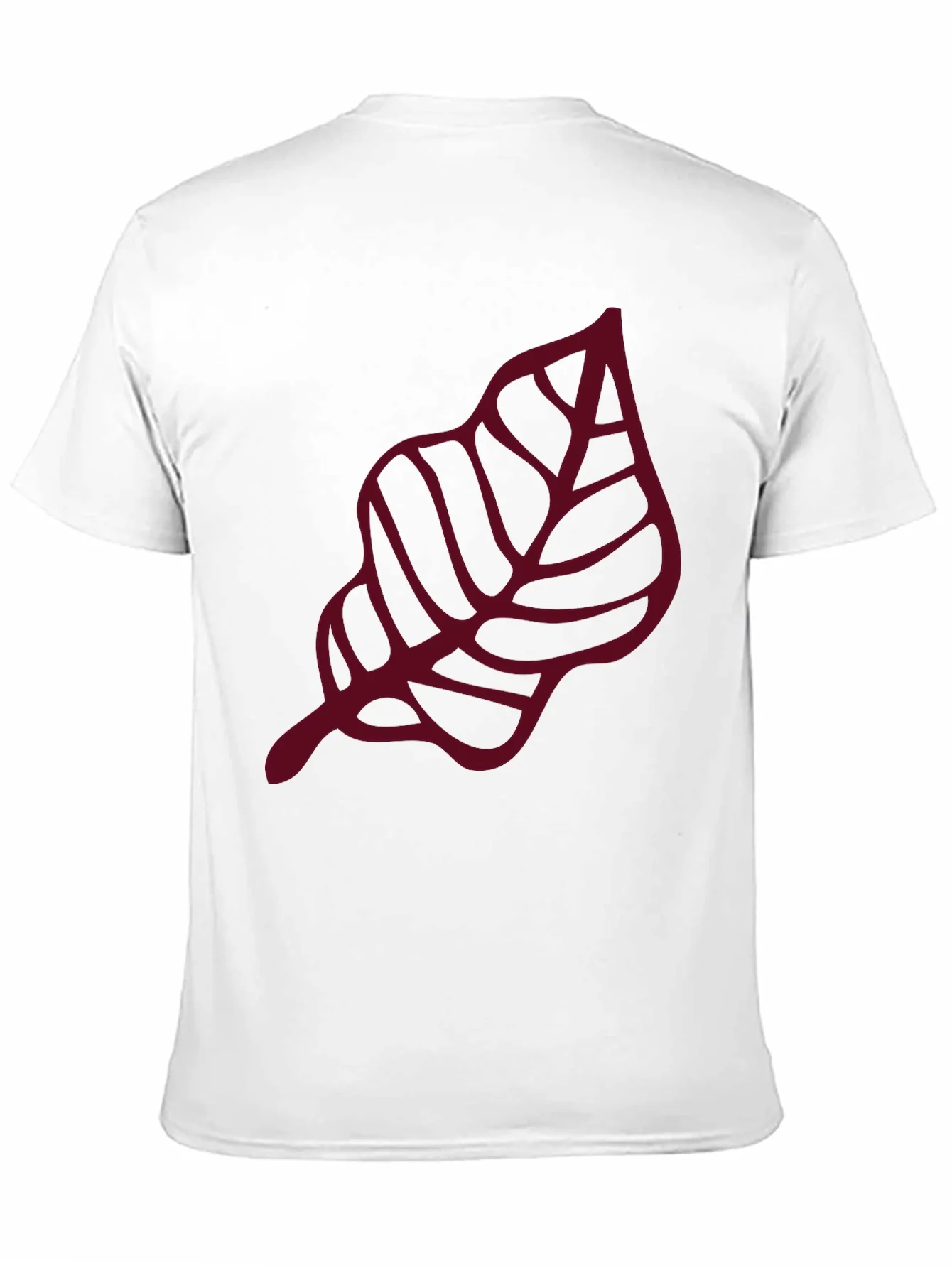 Maroon Leaf Graphic Black T-Shirt