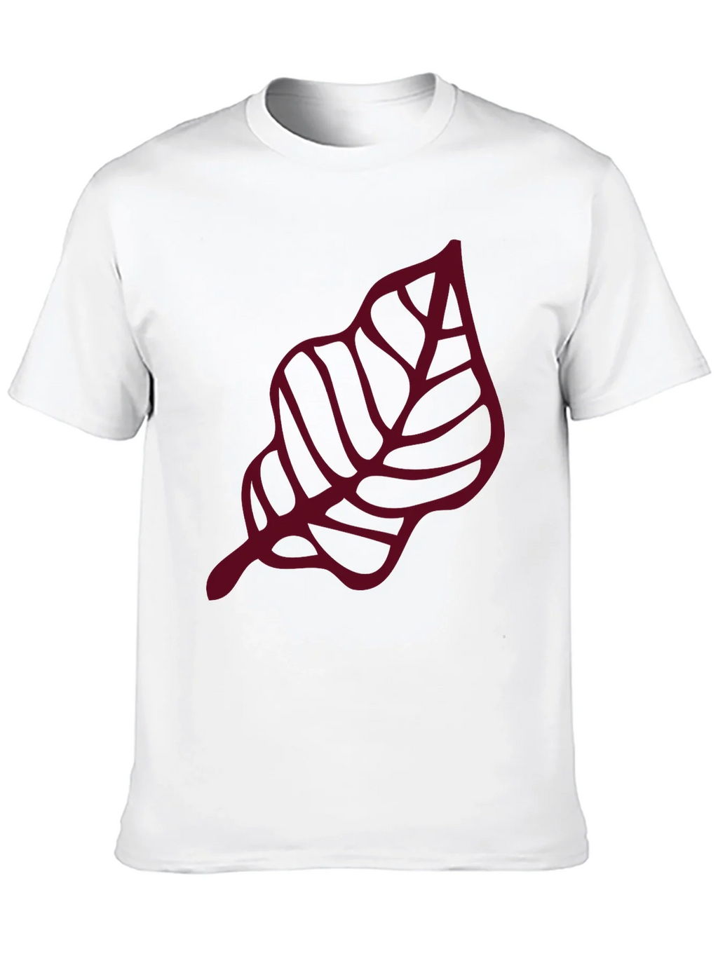 Maroon Leaf Graphic Black T-Shirt