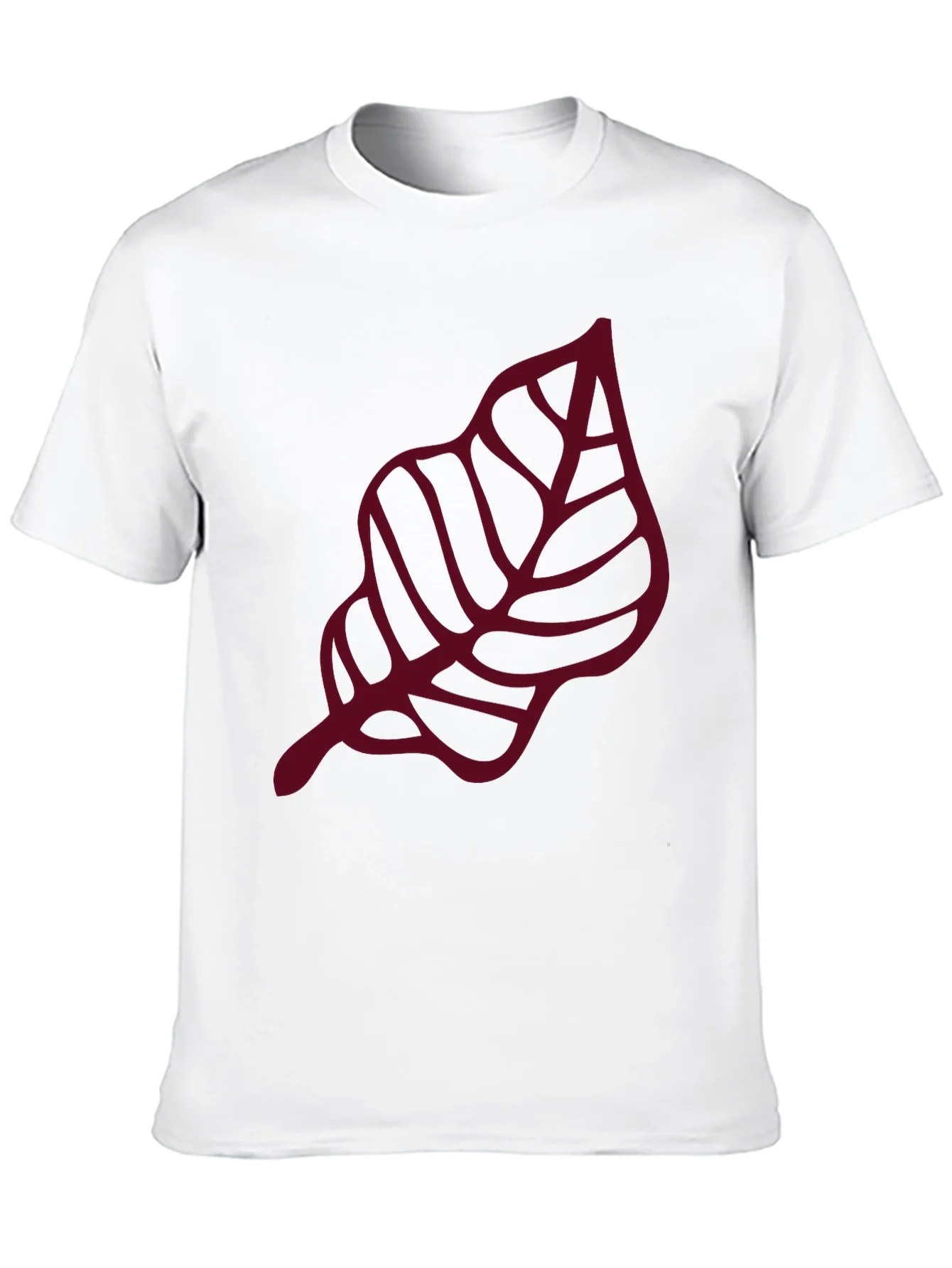 Maroon Leaf Graphic Black T-Shirt