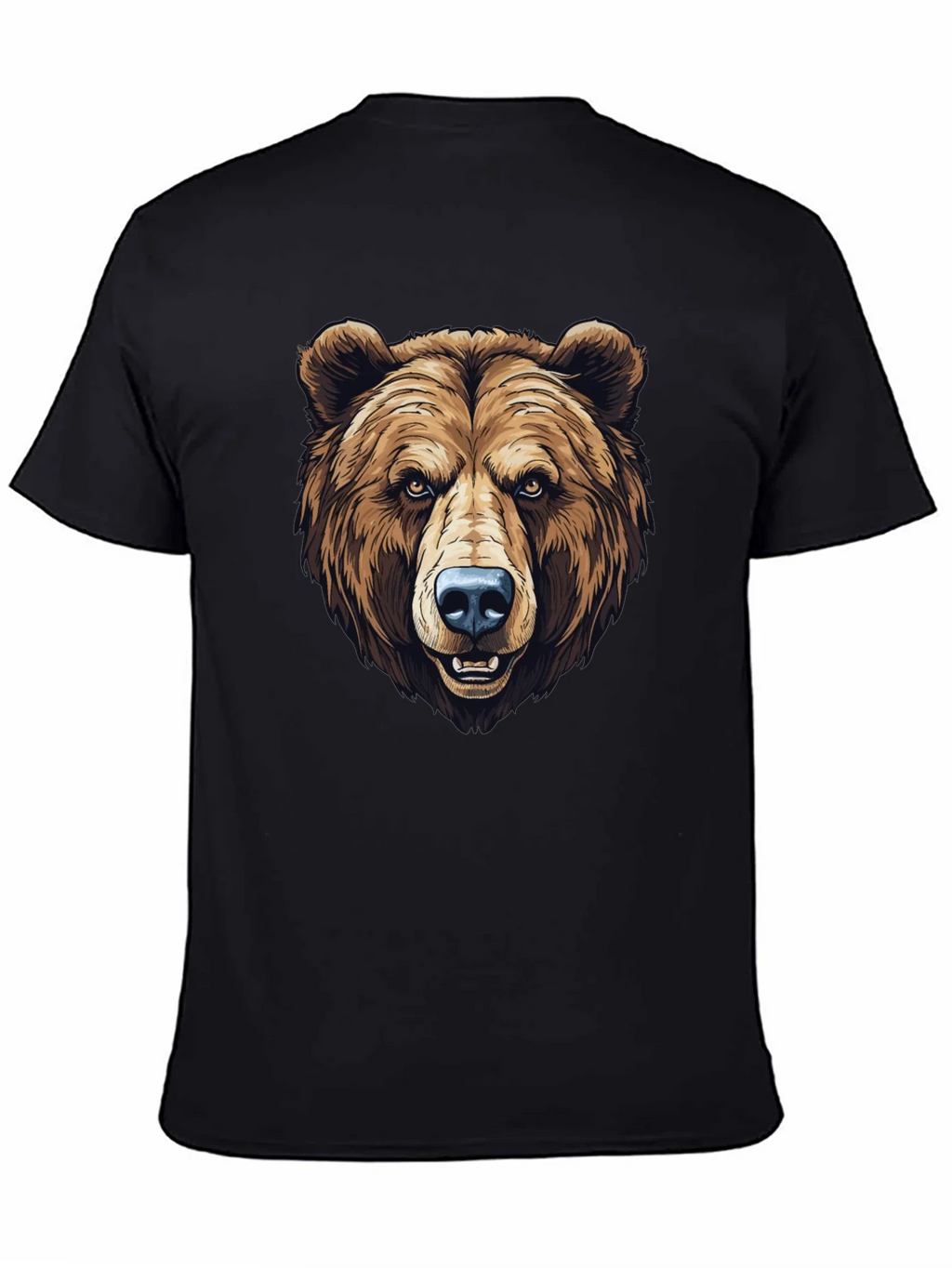 Mens Black T-Shirt with Grizzly Bear Graphic