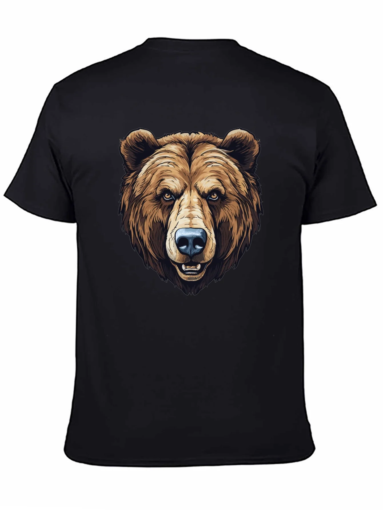Mens Black T-Shirt with Grizzly Bear Graphic