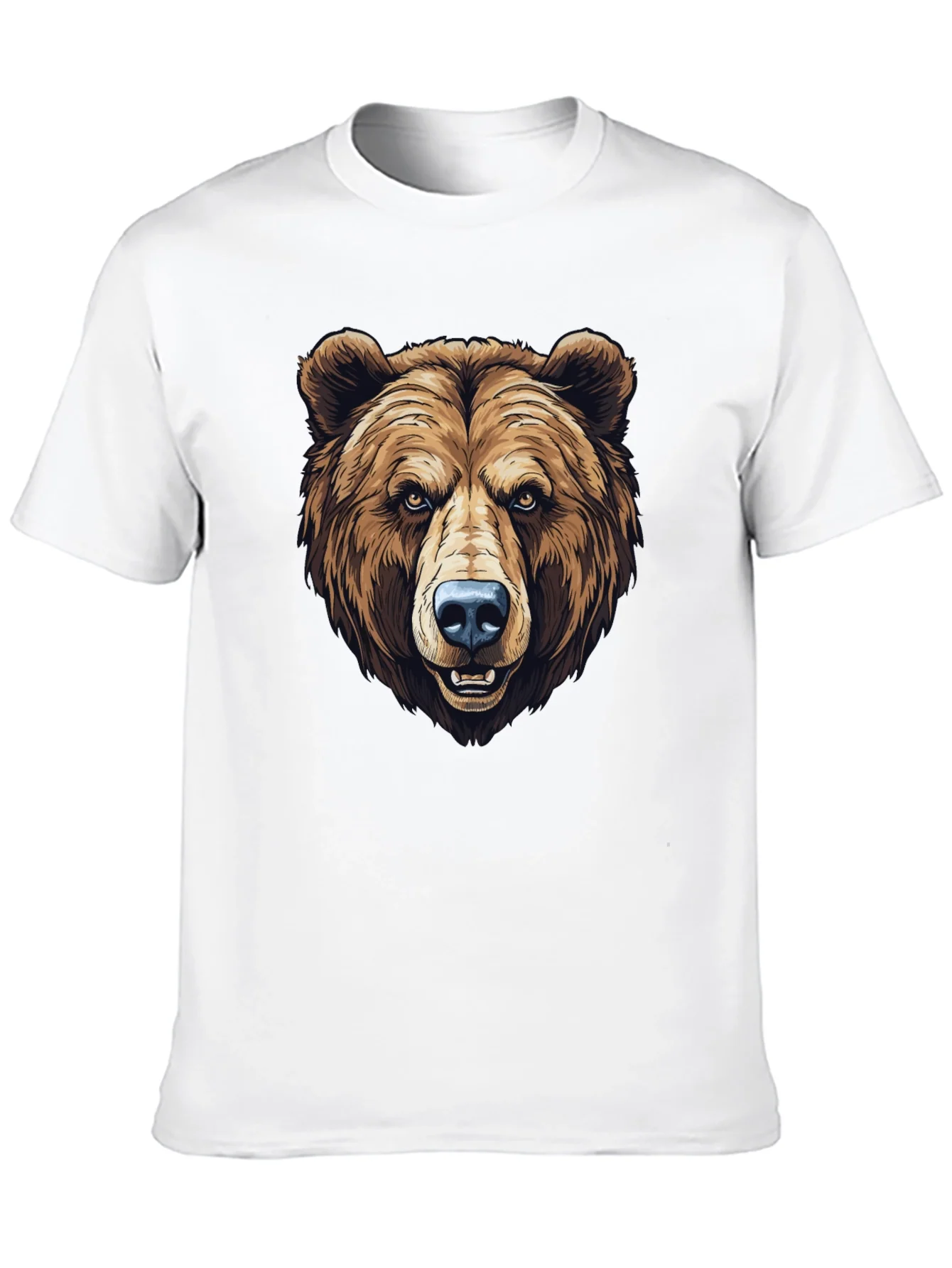 Mens Black T-Shirt with Grizzly Bear Graphic