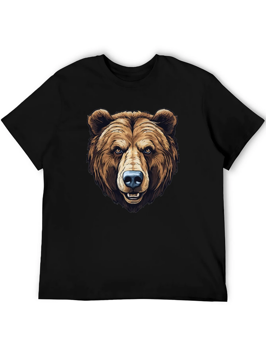Mens Black T-Shirt with Grizzly Bear Graphic