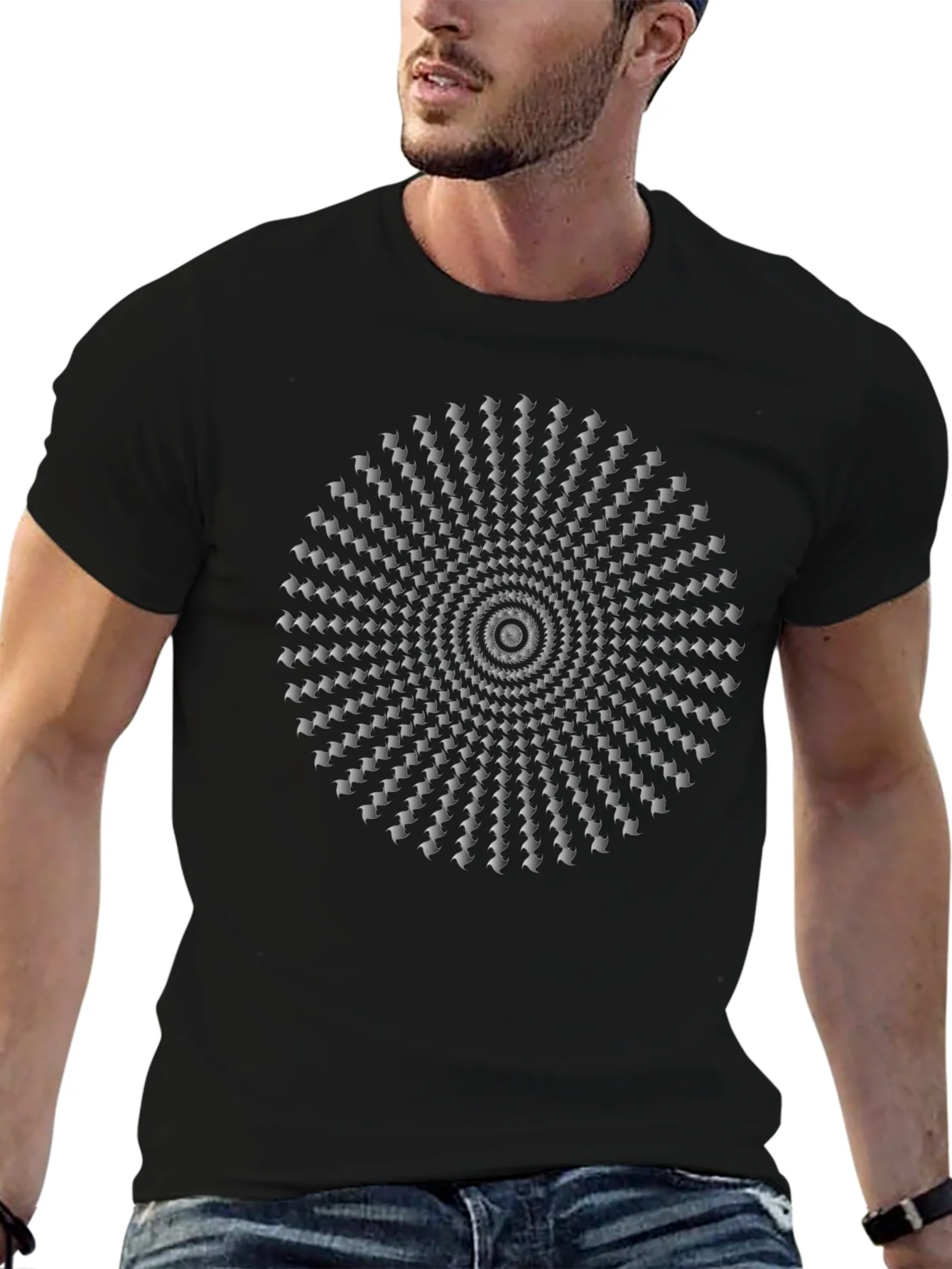 Hypnotic Illusion Black Cotton T-Shirt