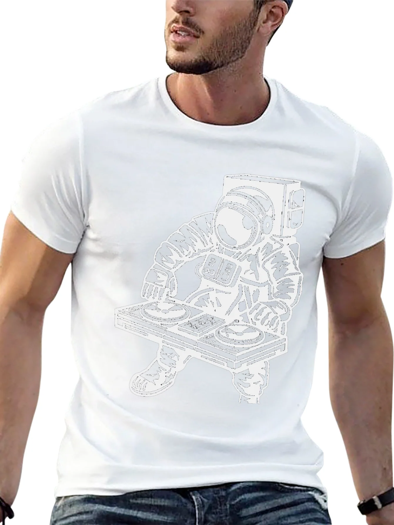 Astronaut DJ Graphic Tee - Black Cotton T-Shirt