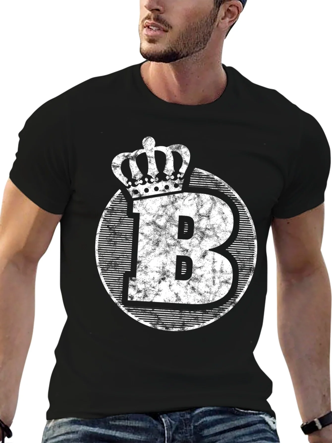King B Graphic Tee - Crown & Letter B Design