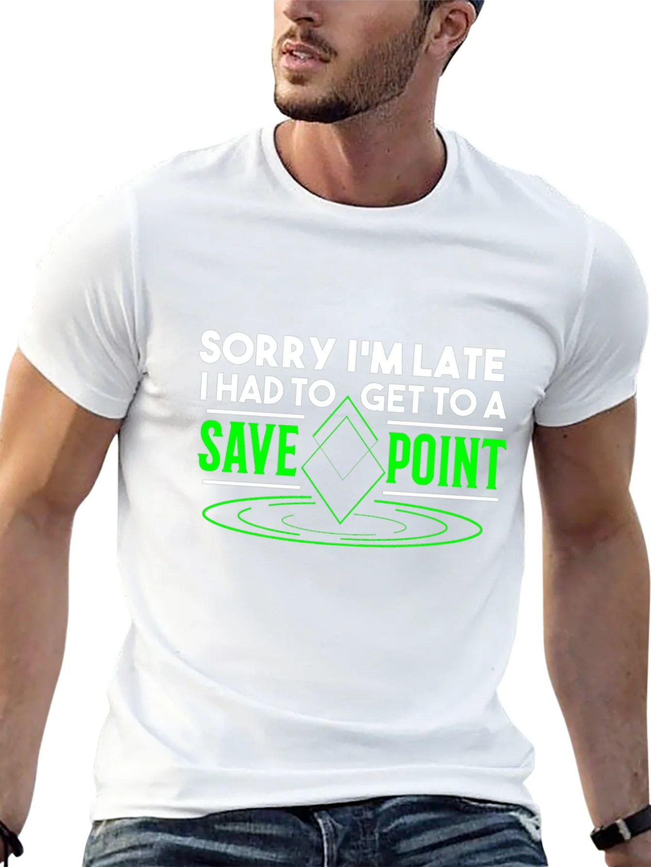 Sorry Im Late Save Point Black T-Shirt