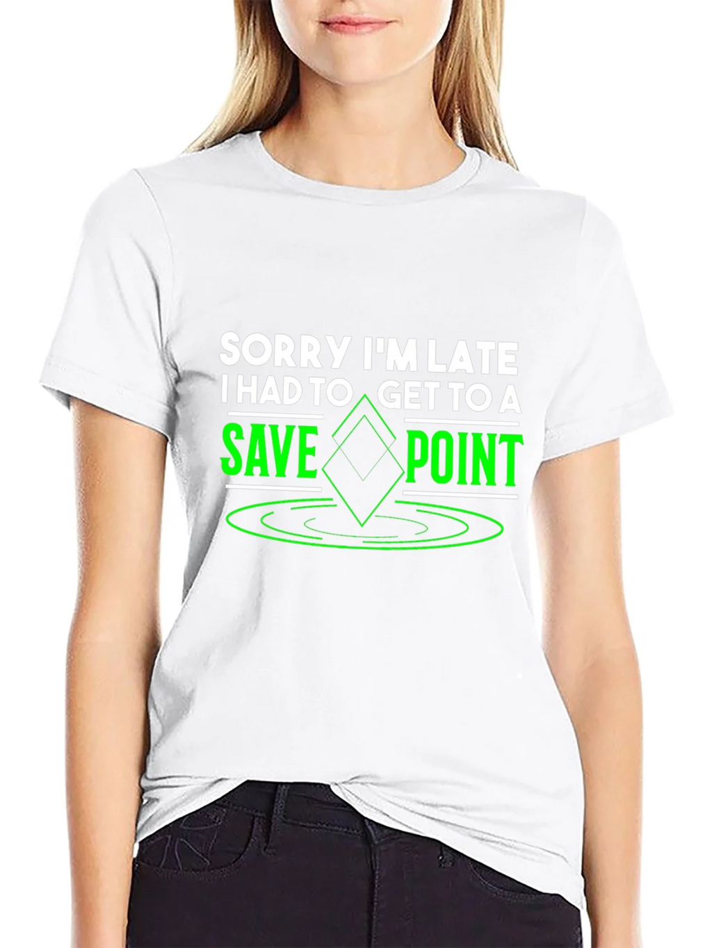 Sorry Im Late Save Point Black T-Shirt