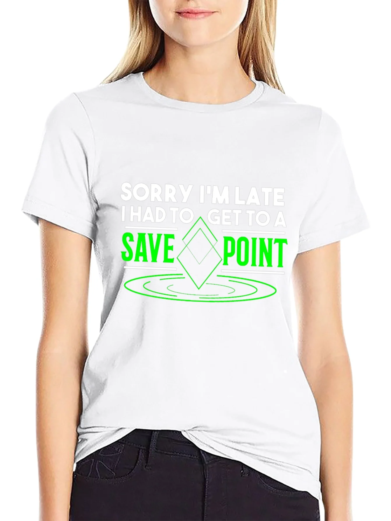 Sorry Im Late Save Point Black T-Shirt