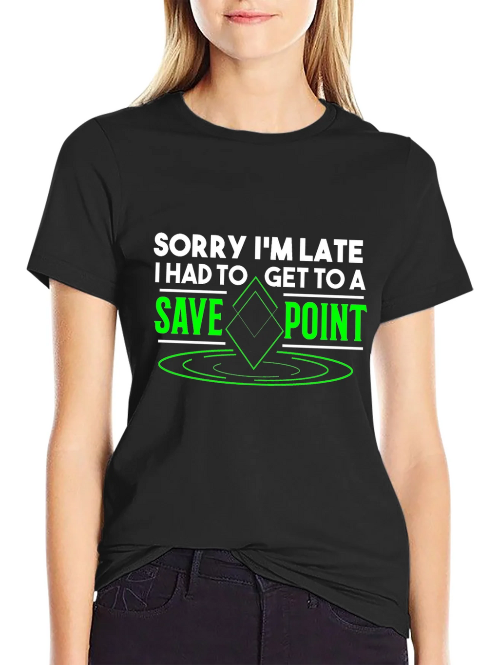 Sorry Im Late Save Point Black T-Shirt