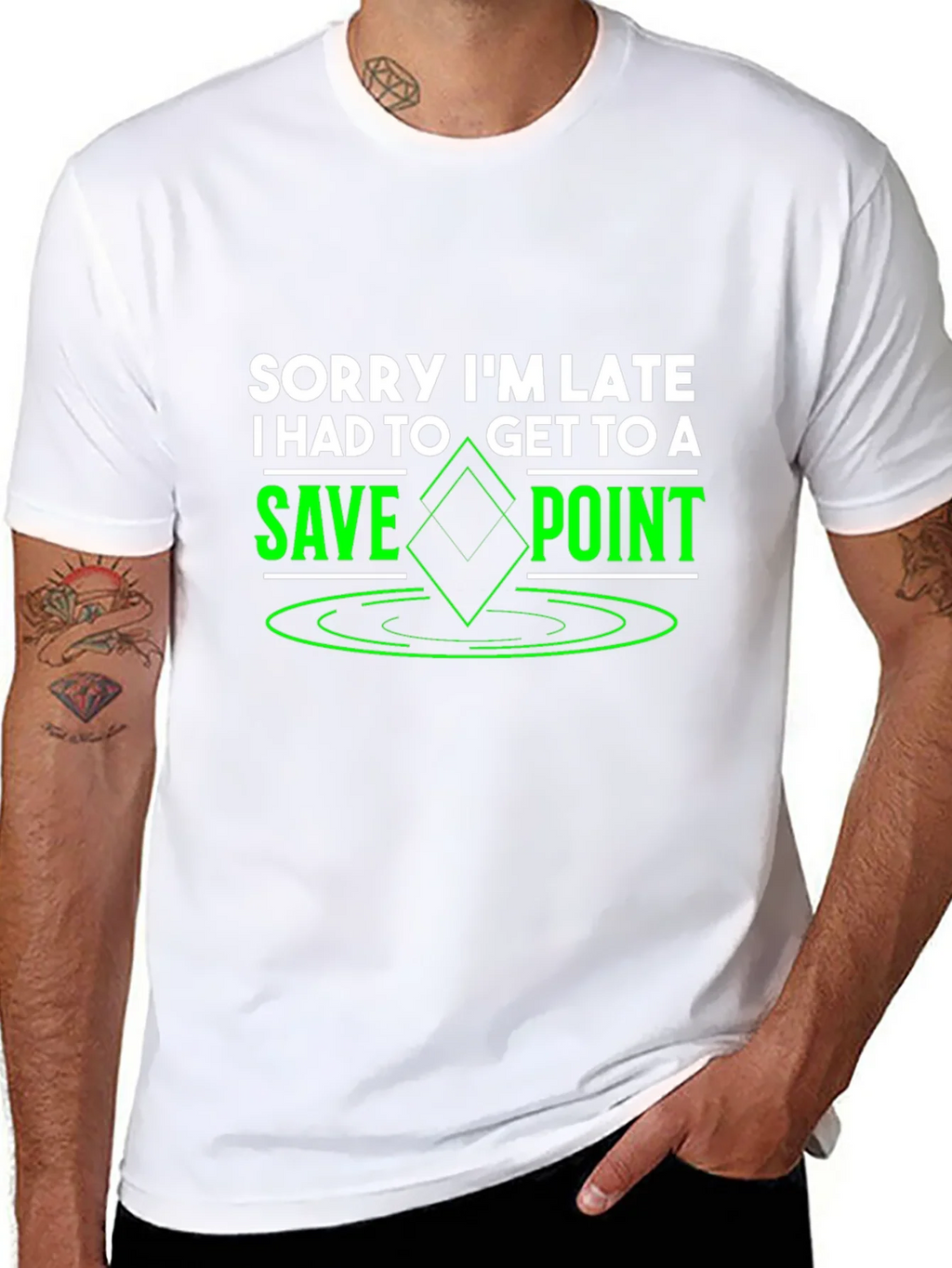 Sorry Im Late Save Point Black T-Shirt