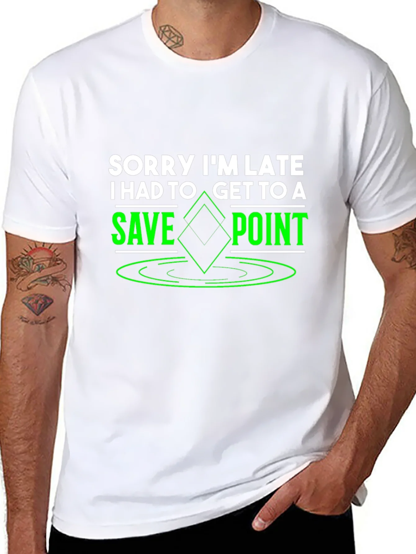 Sorry Im Late Save Point Black T-Shirt