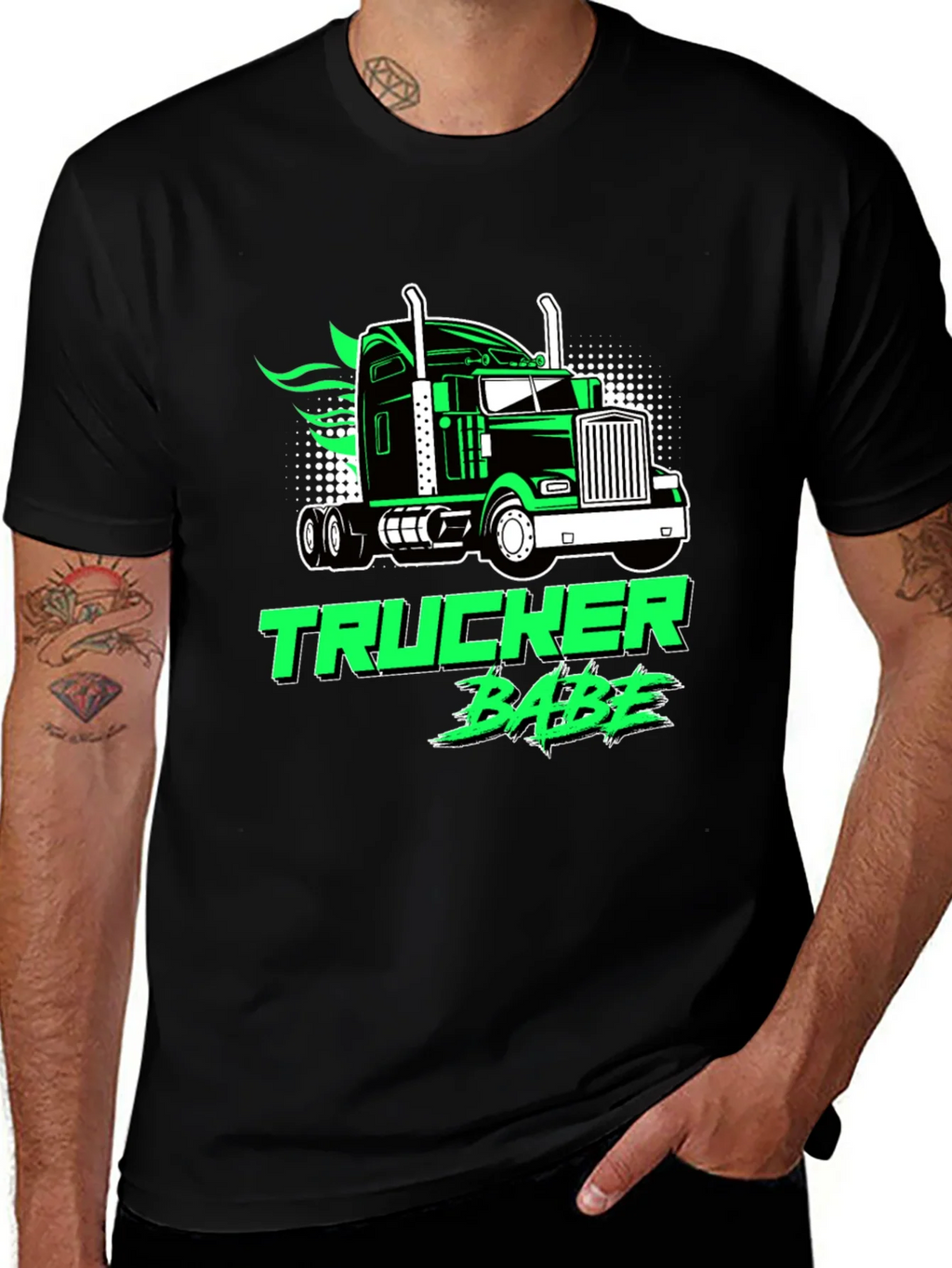Trucker Babe Graphic Tee - Black