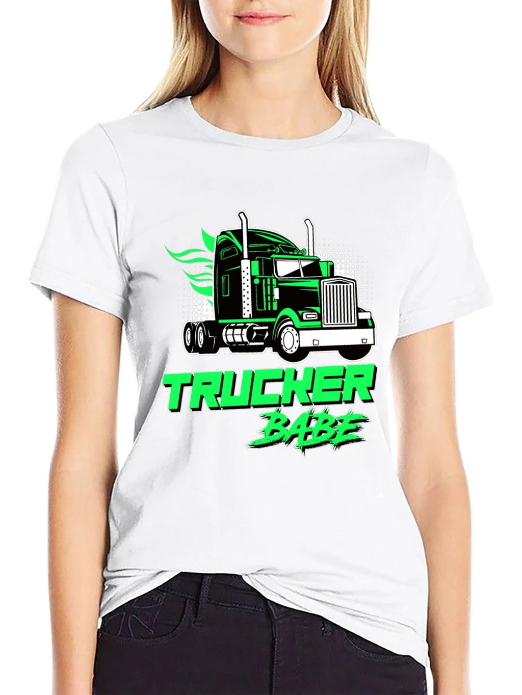 Trucker Babe Graphic Tee - Black
