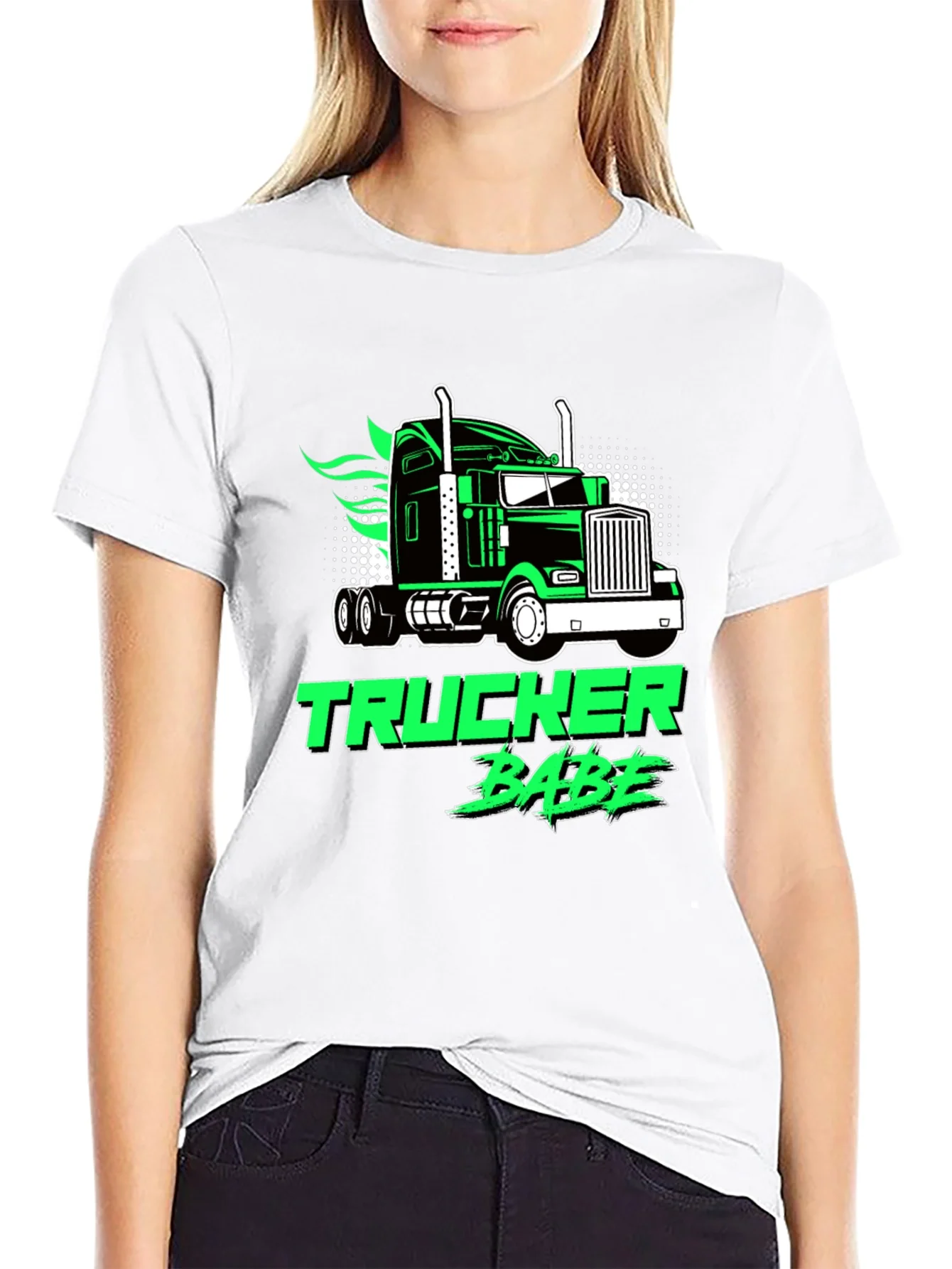 Trucker Babe Graphic Tee - Black