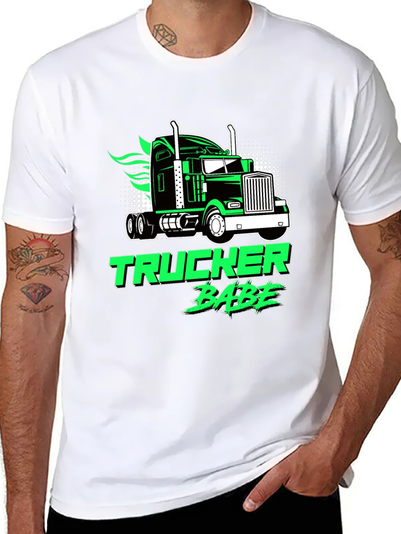 Trucker Babe Graphic Tee - Black