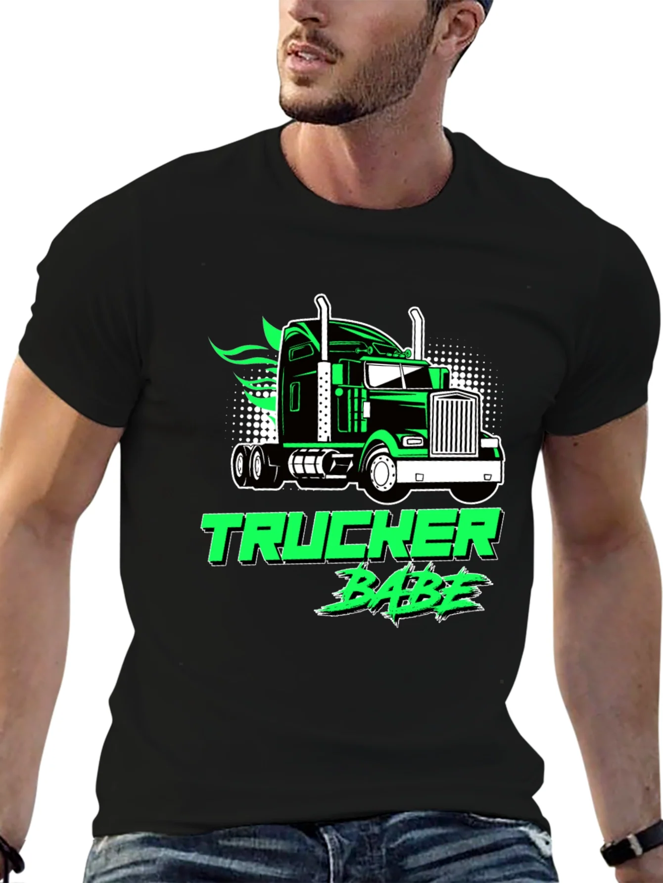 Trucker Babe Graphic Tee - Black