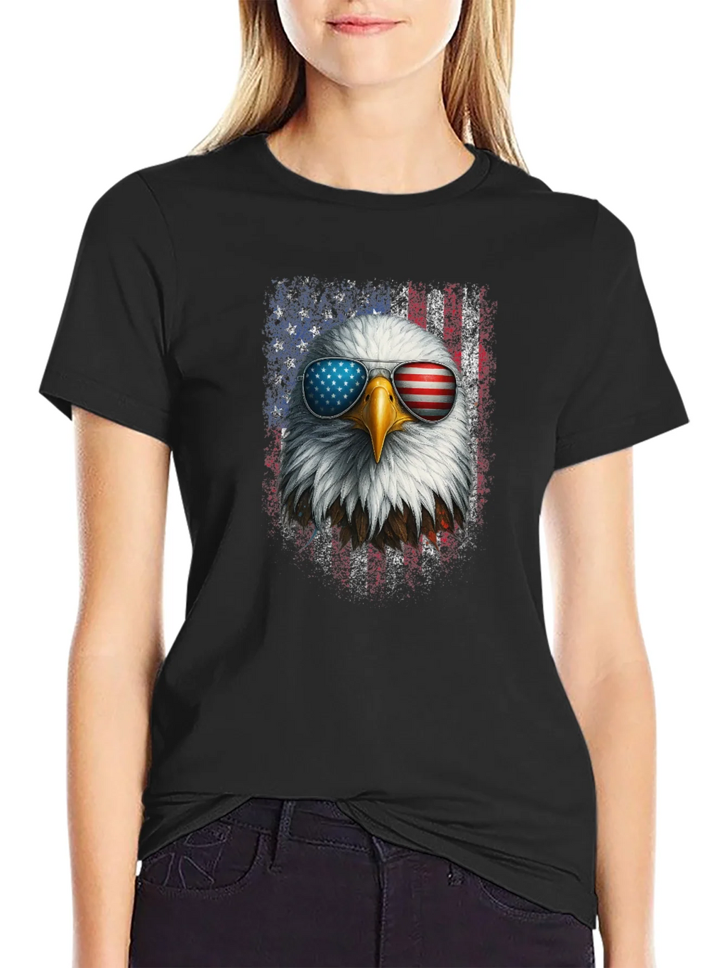 Patriotic Eagle USA Flag Graphic Tee