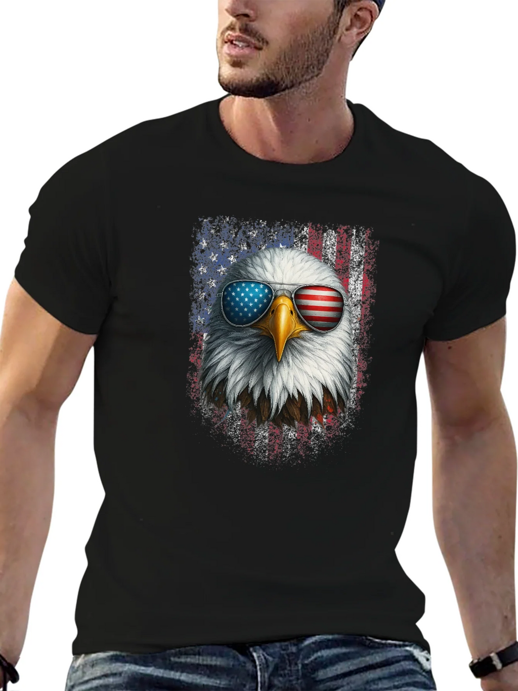 Patriotic Eagle USA Flag Graphic Tee